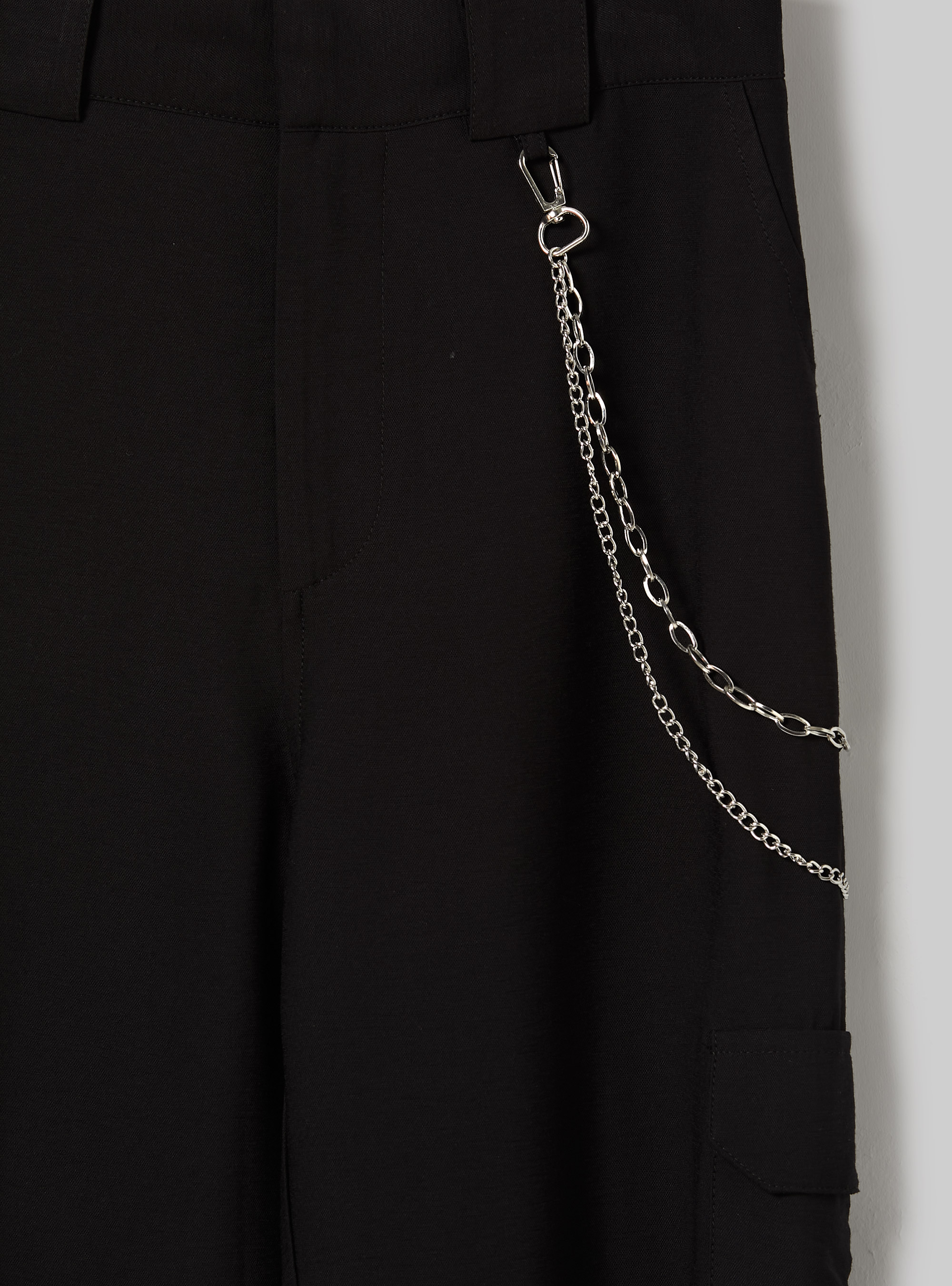 Linen blend chain trousers, BK1 BLACK