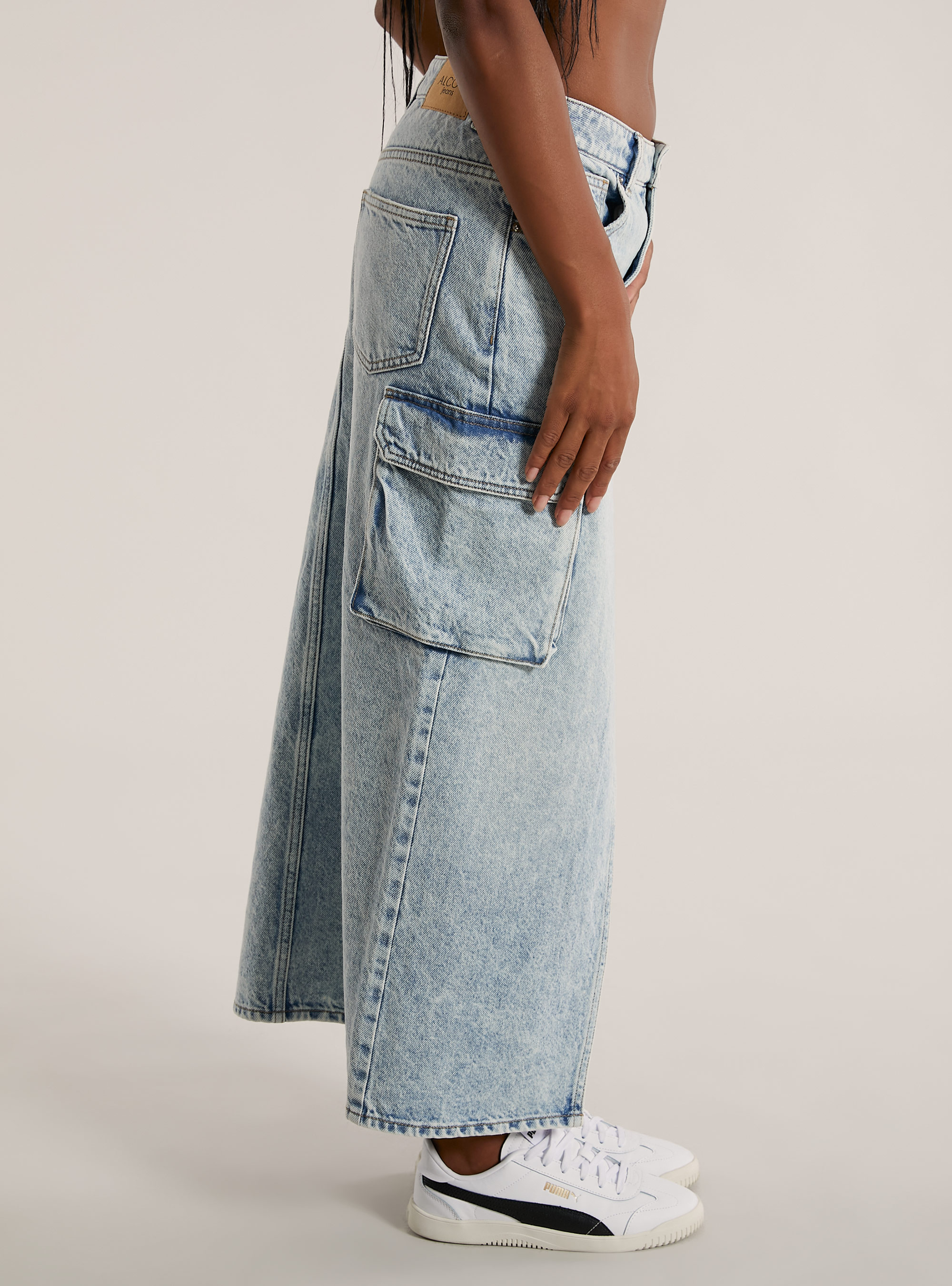 Cargo longuette skirt, D006 AZURE