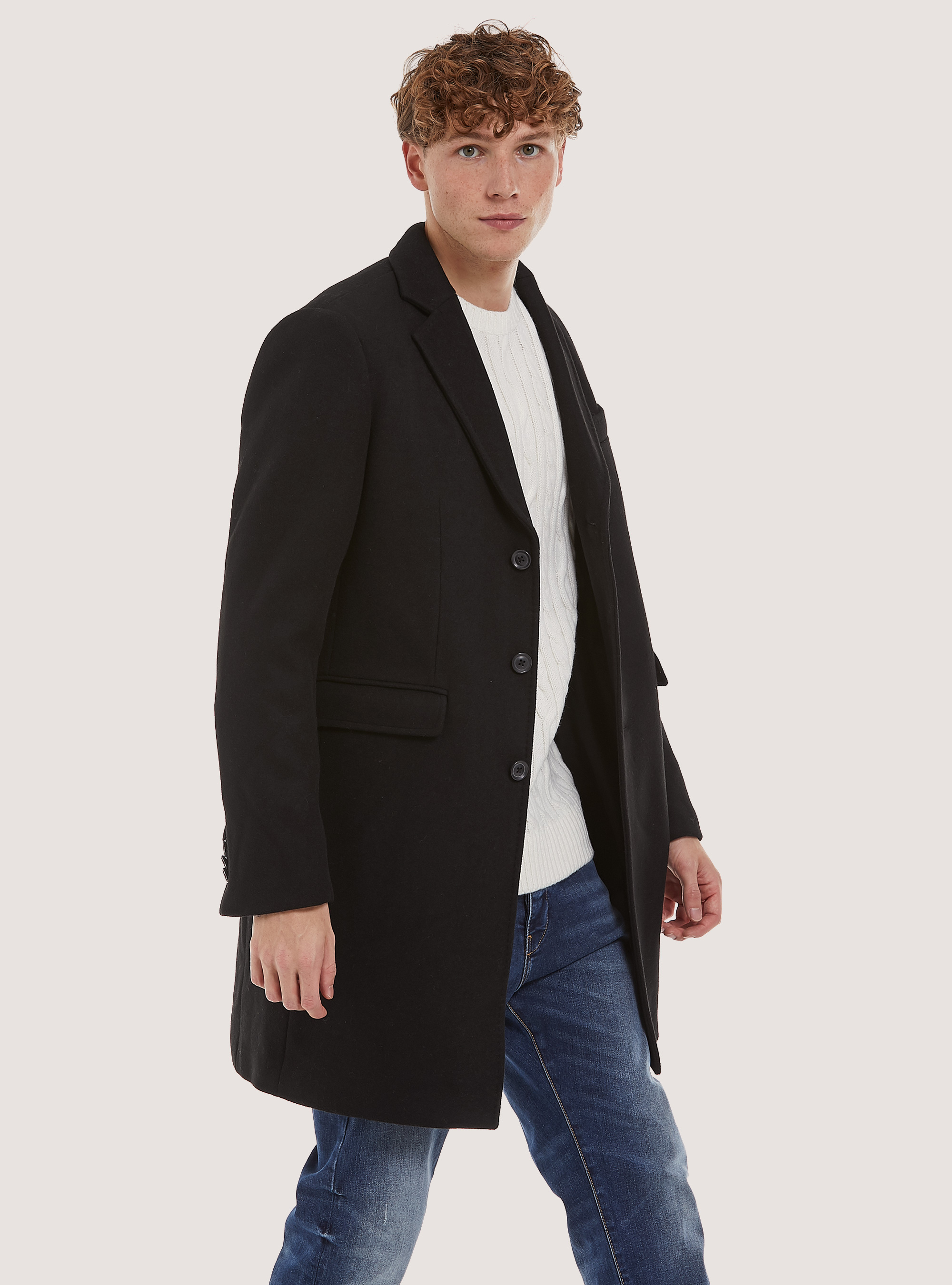 Single breasted wool blend coat | Alcott | Men's Jackets
