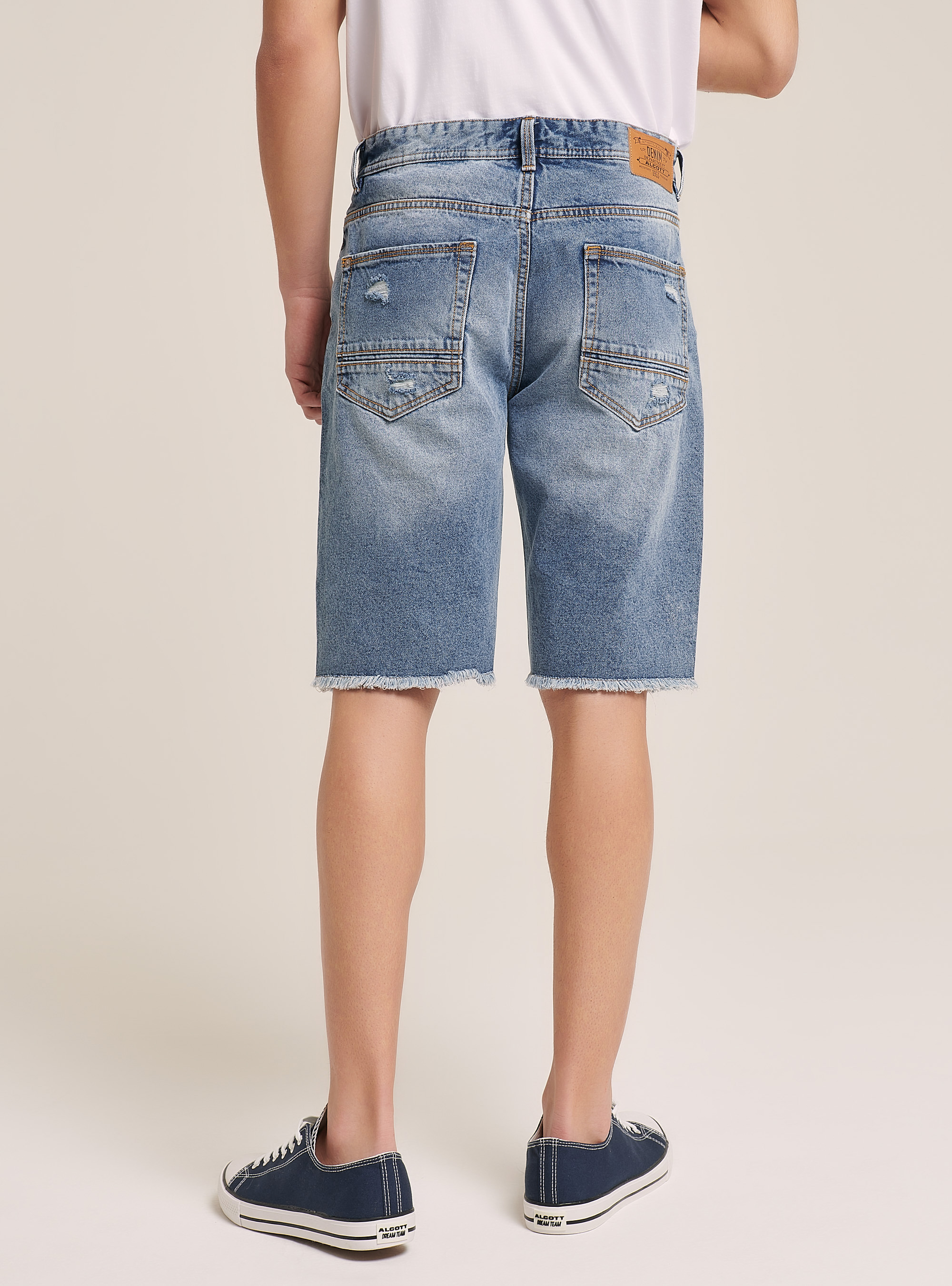 Pantalones cortos con roturas, AZUL