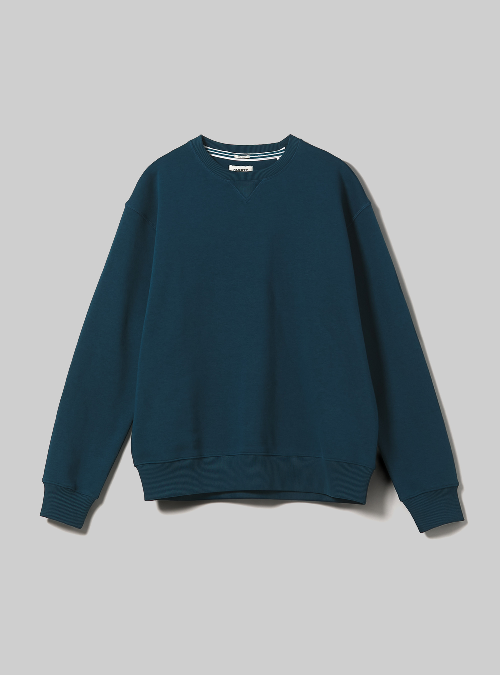 Sudadera de cuello redondo de color liso, OB2 BLUE OIL MED.