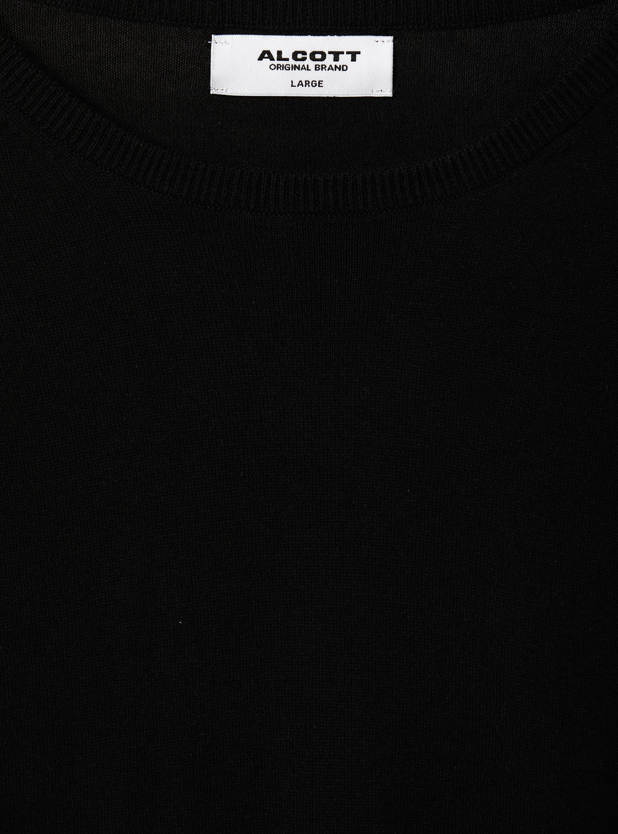 Short-sleeved cotton pullover, BK1 BLACK