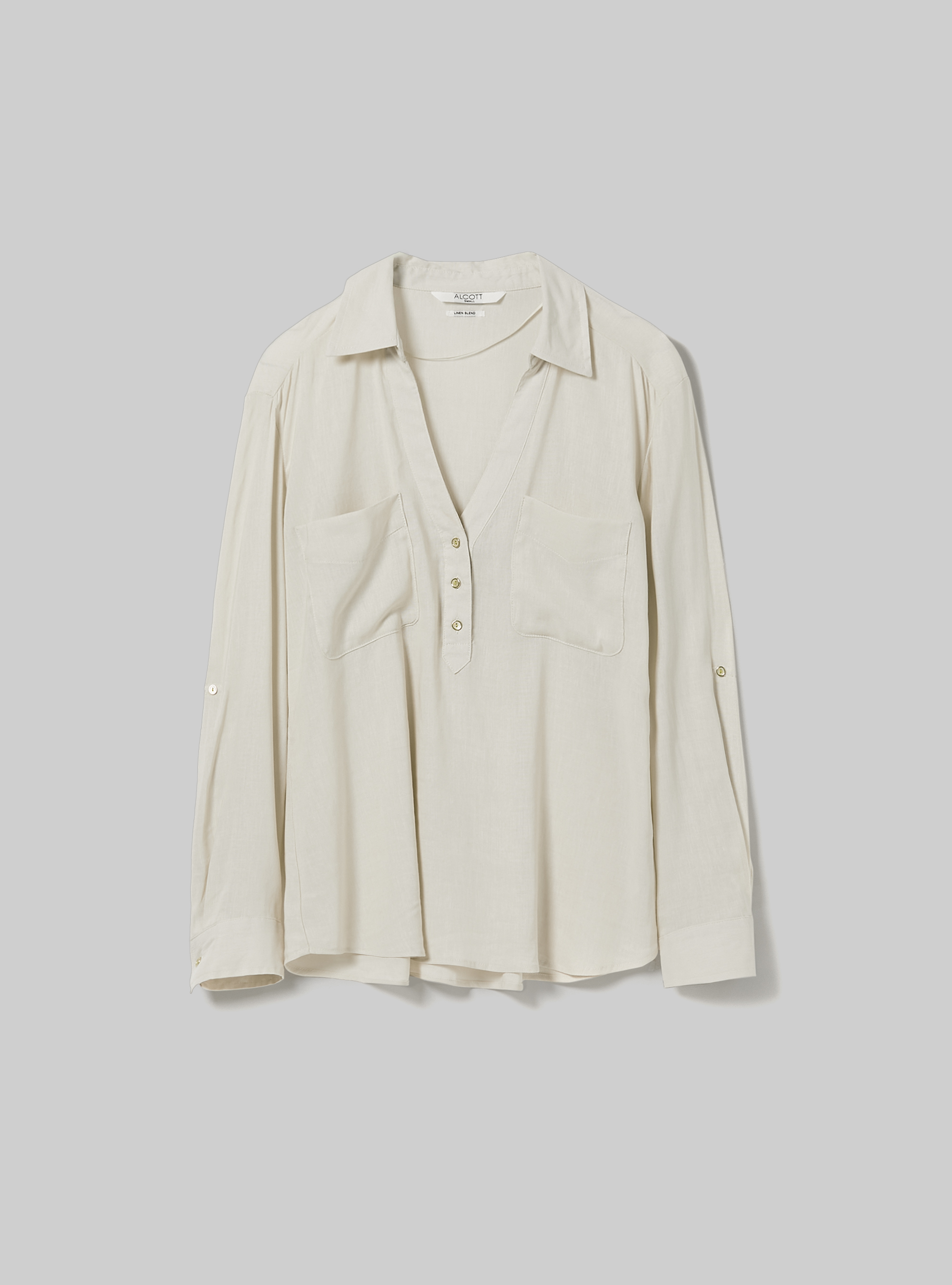 Linen-blend blouse, BG3 BEIGE LIGHT