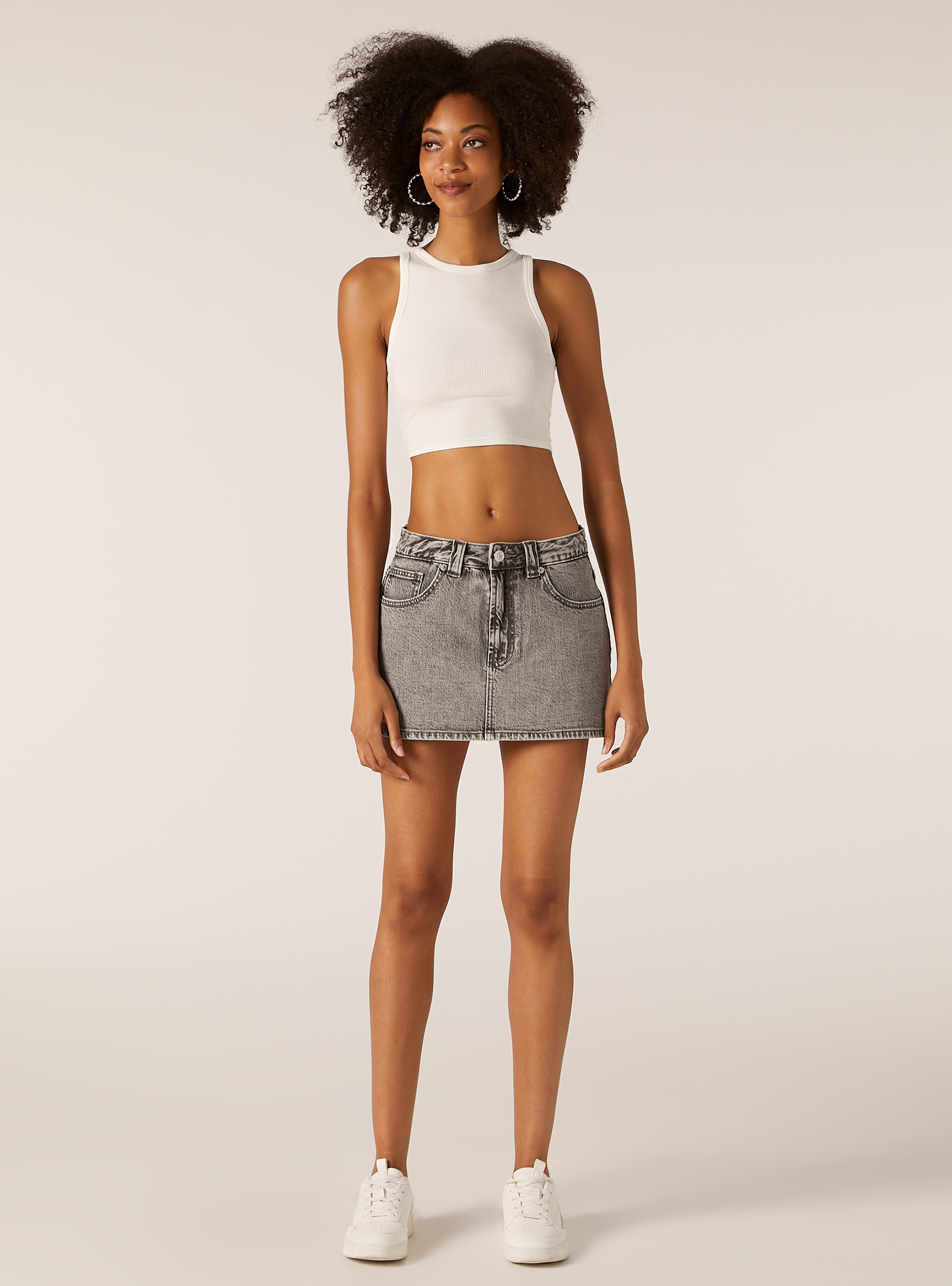 Mini skort in denim, D00G GREY