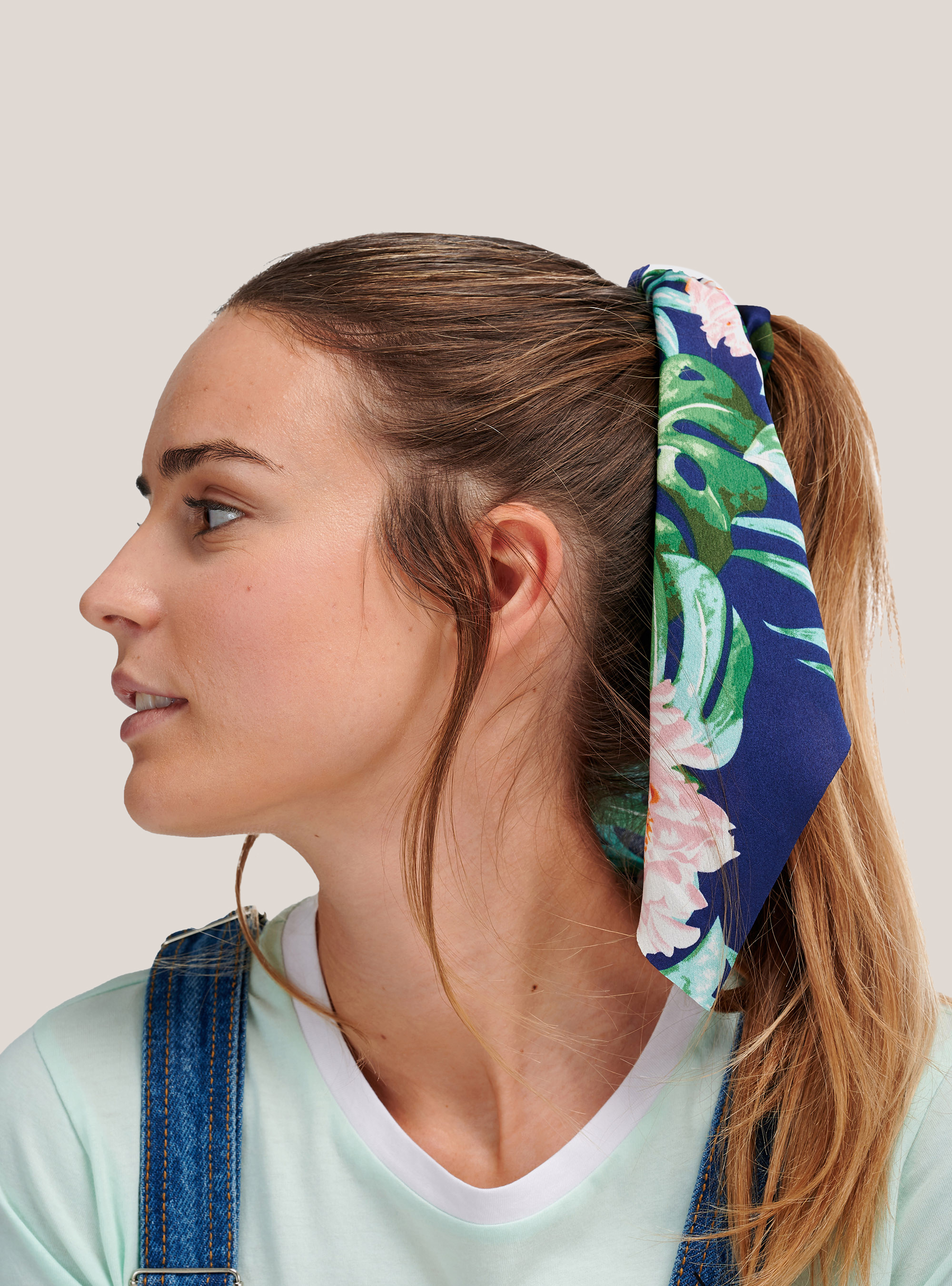 Haargummi mit Allover-Druck, FLOWER NAVY