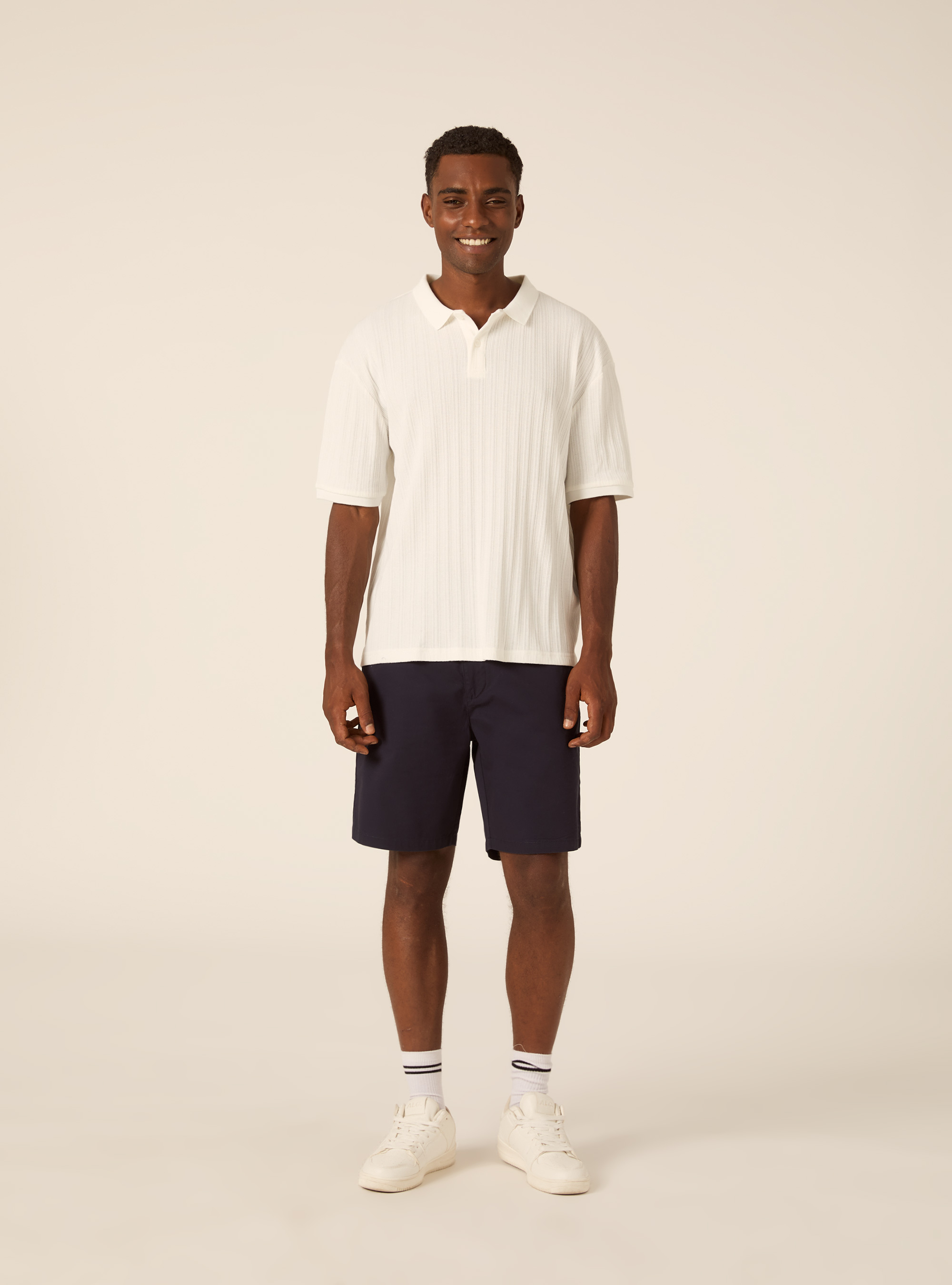 Polo en Jersey Structur&eacute; Coupe Regular Fit, WH2 WHITE