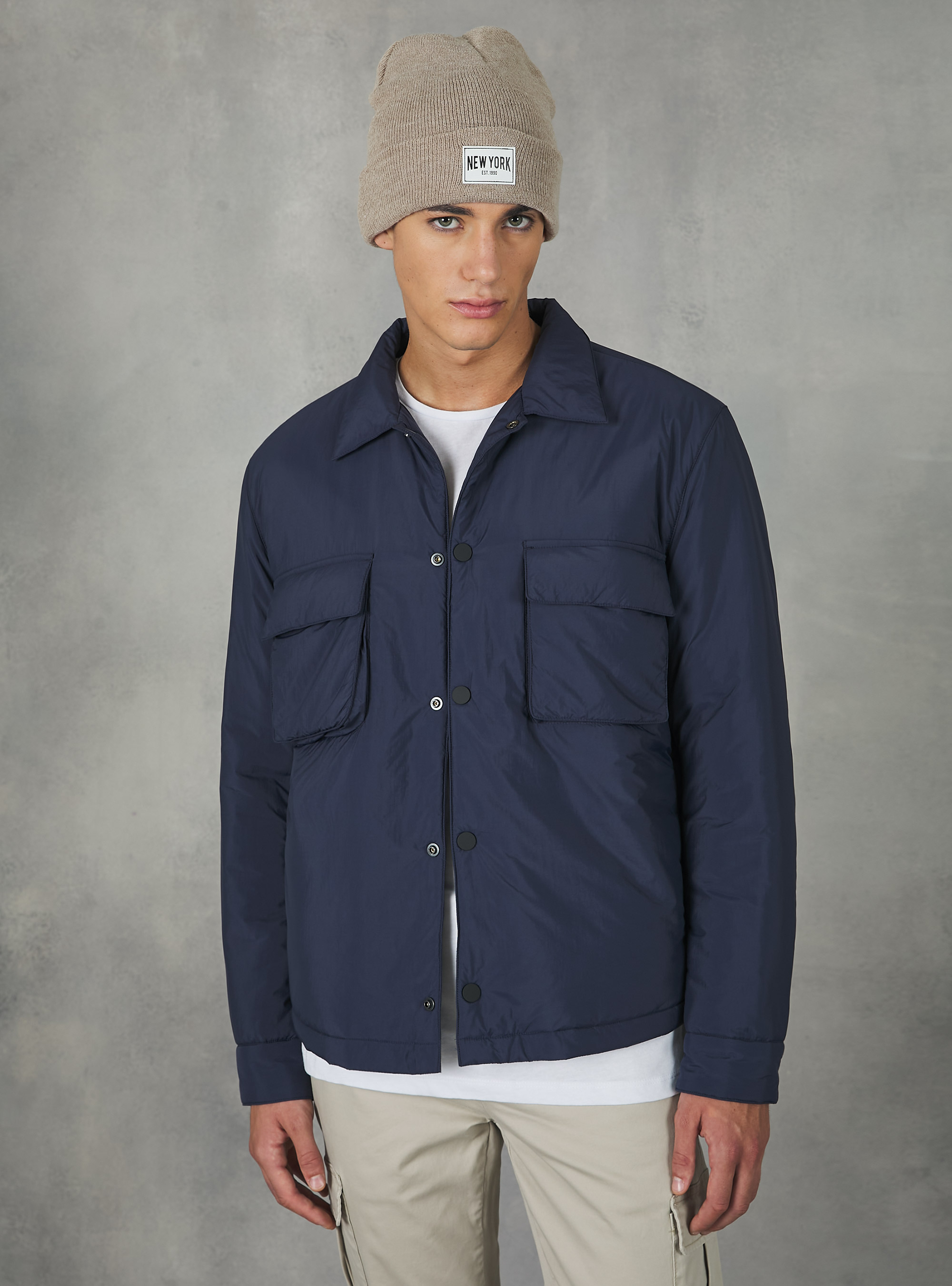 Jacket with collar and recycled padding, NA2 NAVY MEDIUM