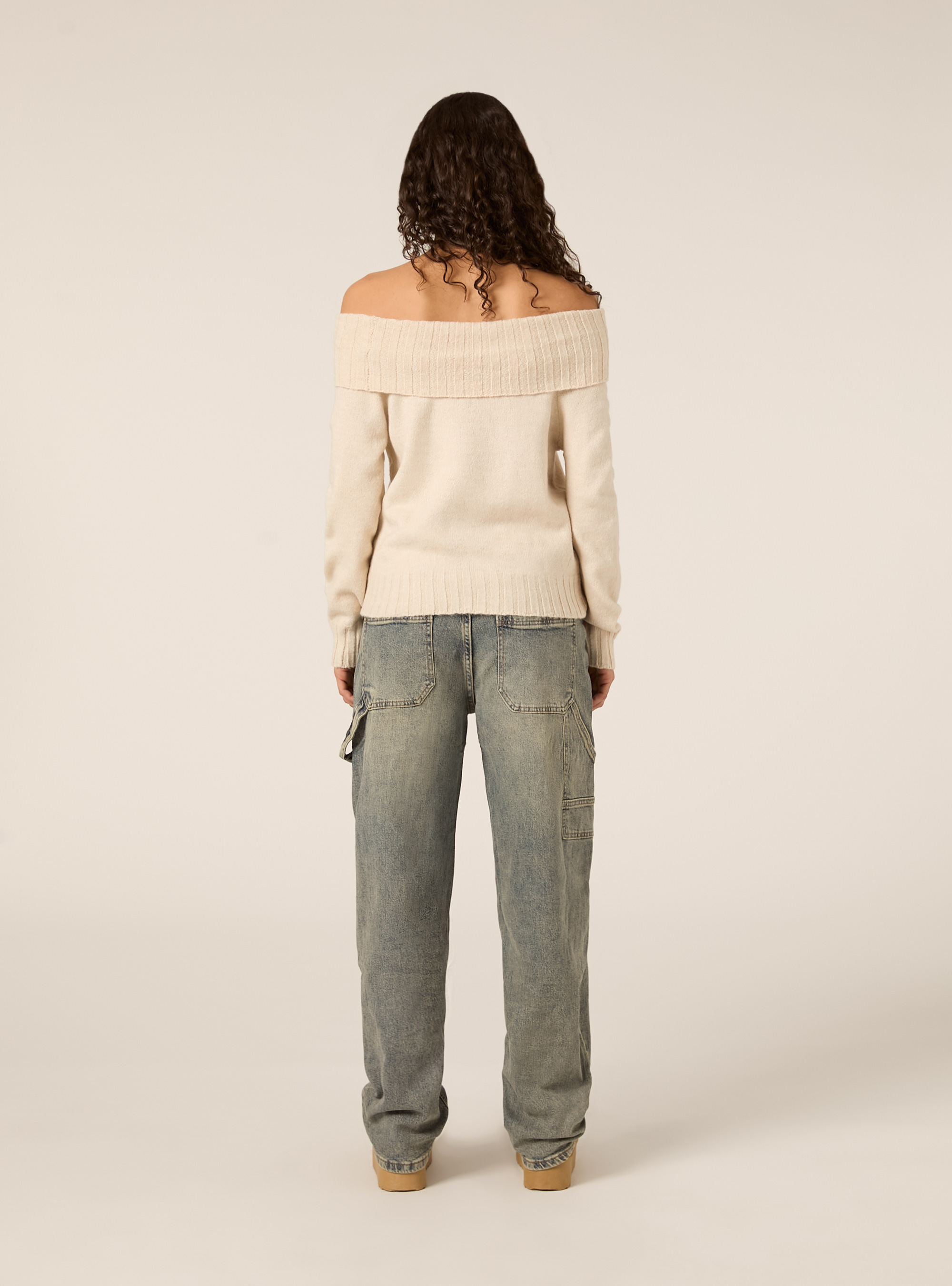 Maglia con spalle scoperte bardot, CR2 CREAM MEDIUM