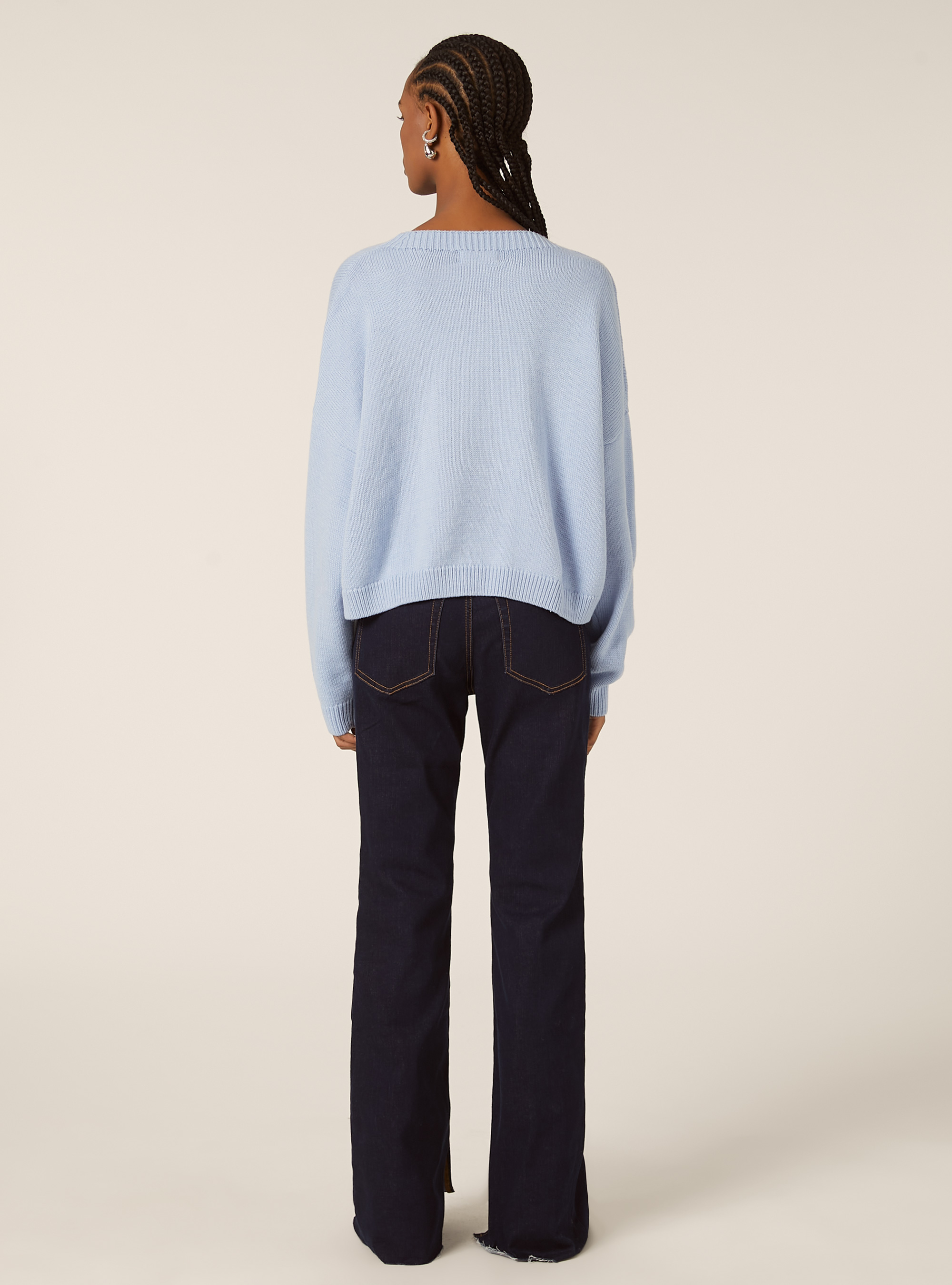 Basic crew neck pullover, MAZ2 AZURE MEL MEDIUM