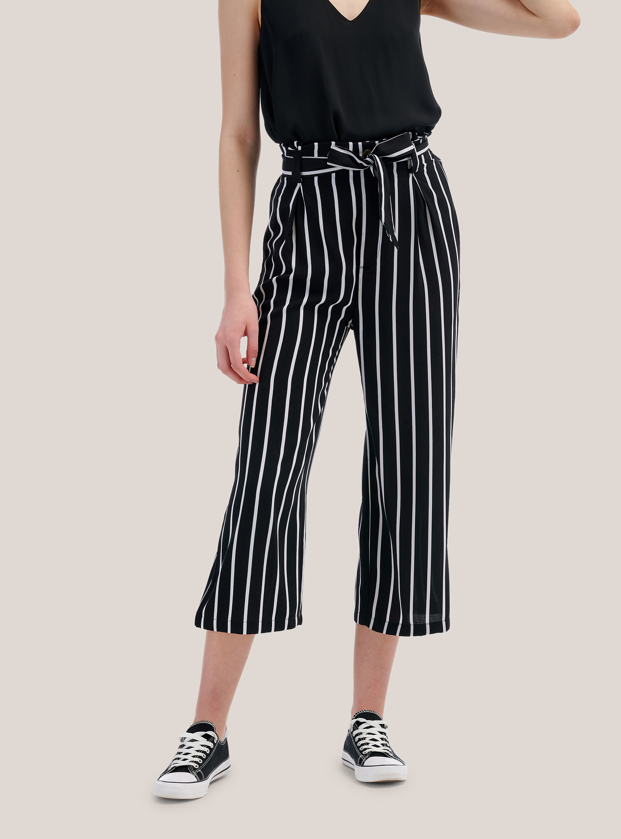 Pantalone a vita alta con cintura wide leg, MULTICOLORE