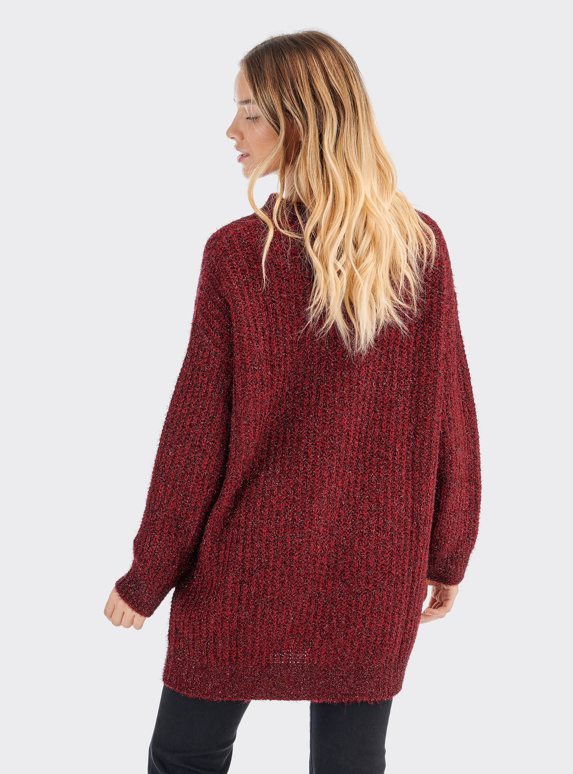 Pullover con filo lurex comfort fit, ROSSO