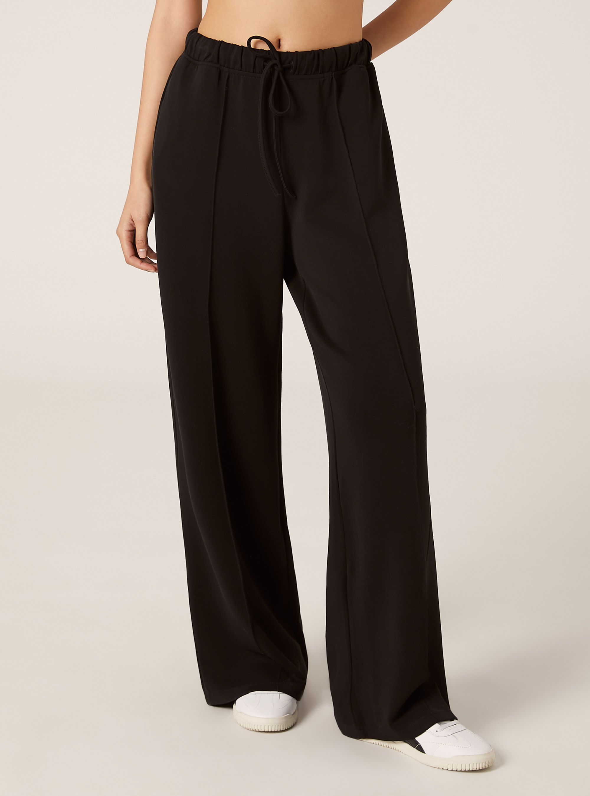 Wide leg soft touch jogger, BK1 BLACK