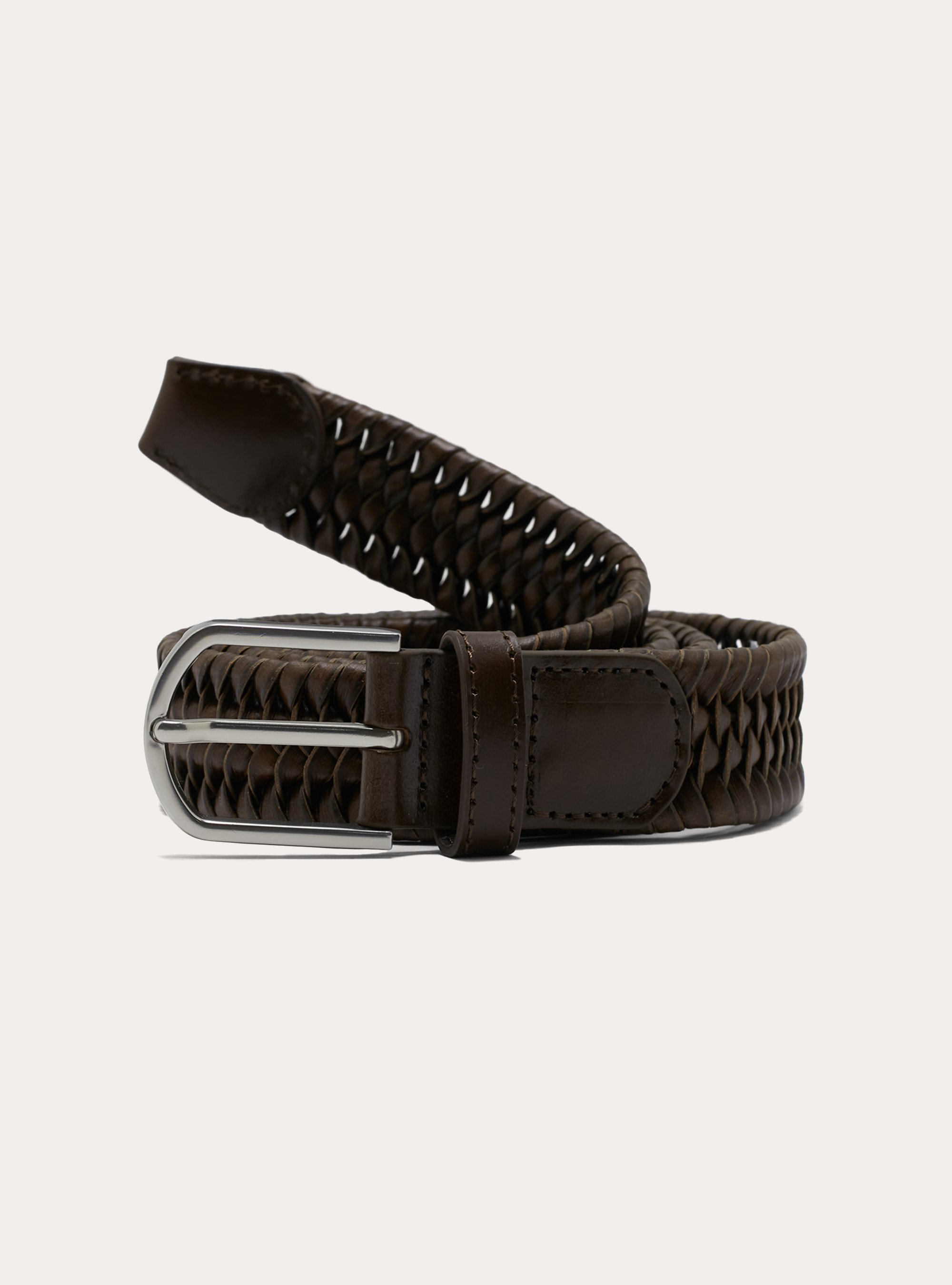 Geflochtener Lederg&uuml;rtel, BR1 BROWN DARK
