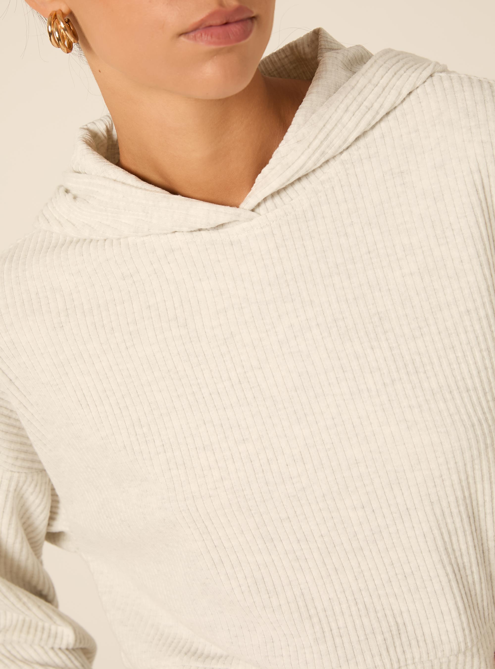 Felpa crop con cappuccio, MGY3 GREY MEL LIGHT