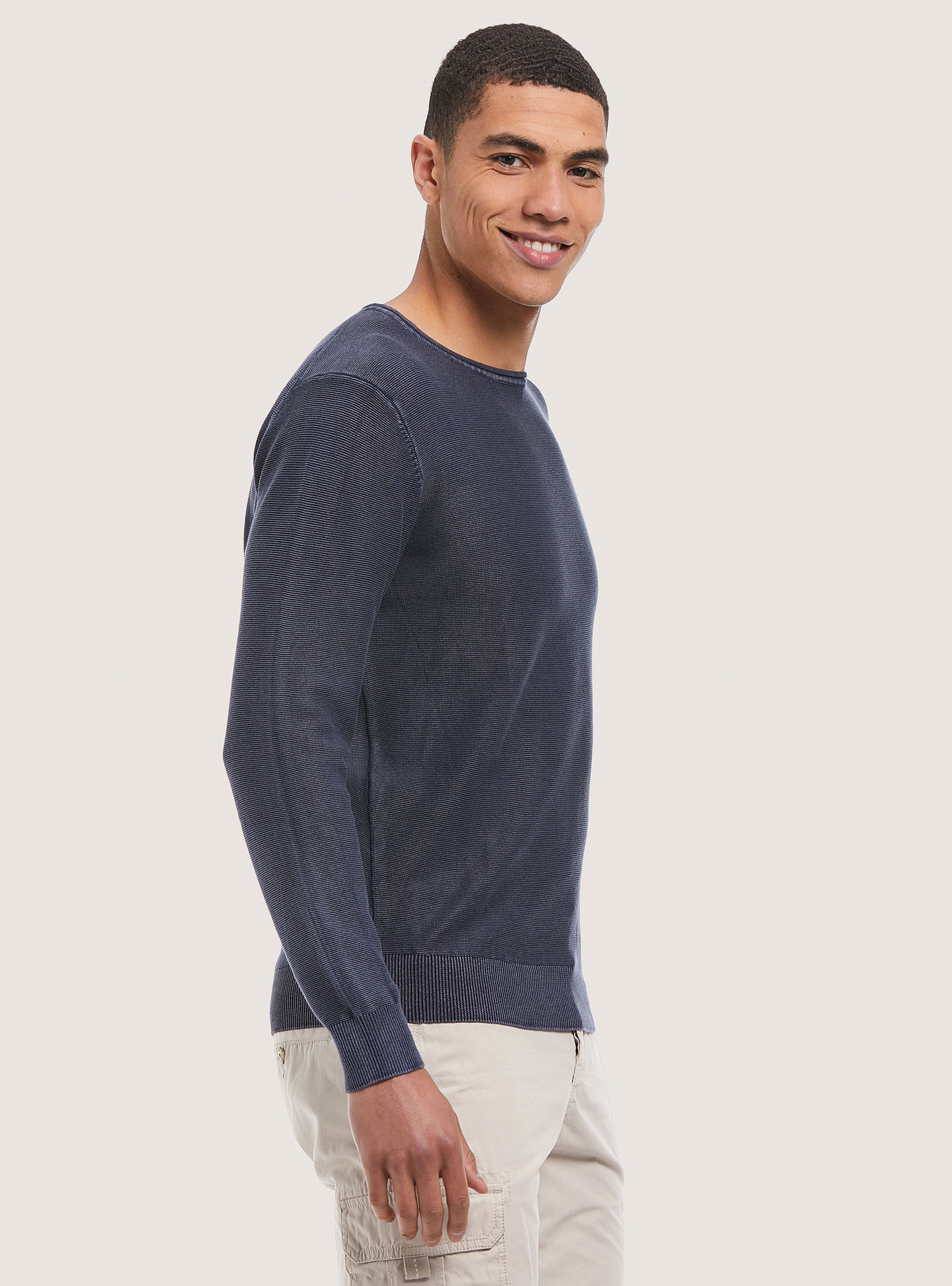 Pullover acidato in cotone, BLUE