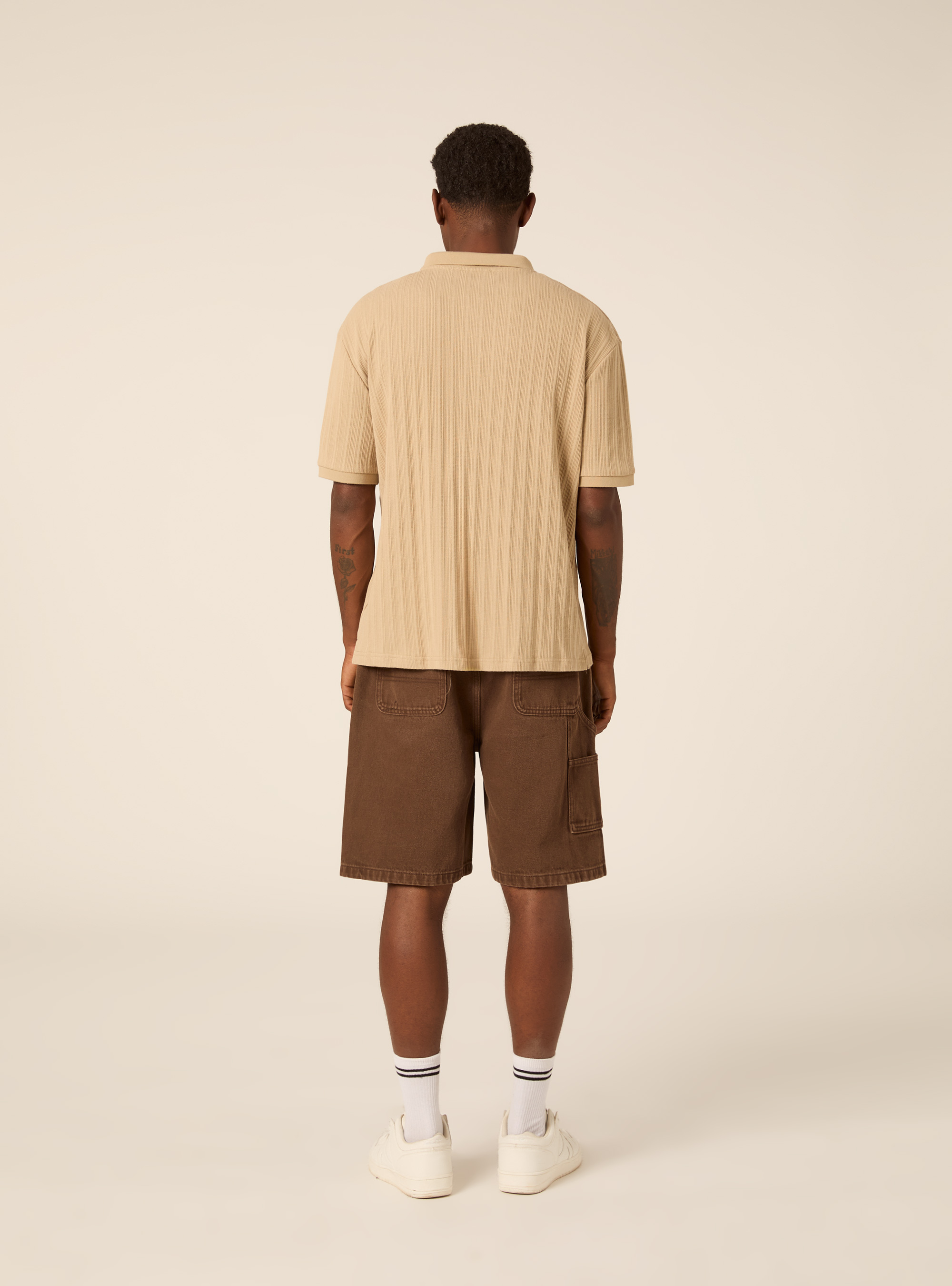Polo en Jersey Structur&eacute; Coupe Regular Fit, BG2 BEIGE MEDIUM