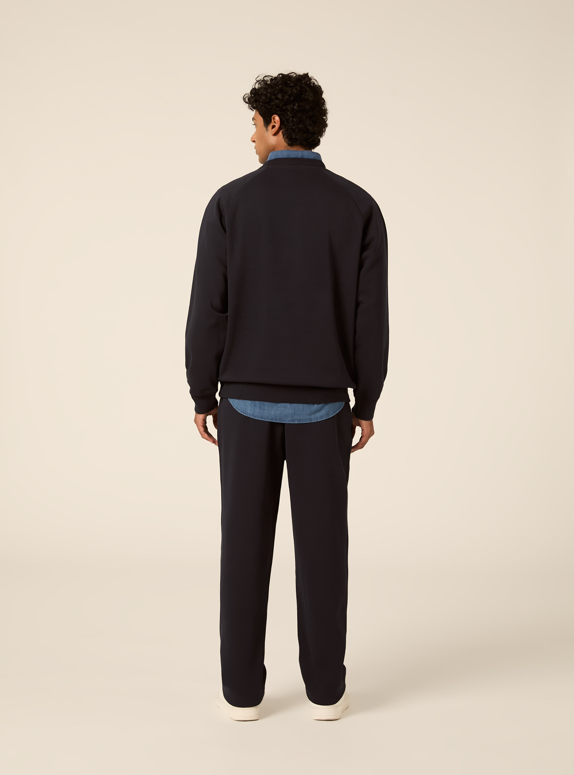 Sweat col rond avec manches raglan en tissu interlock, NA1 NAVY DARK