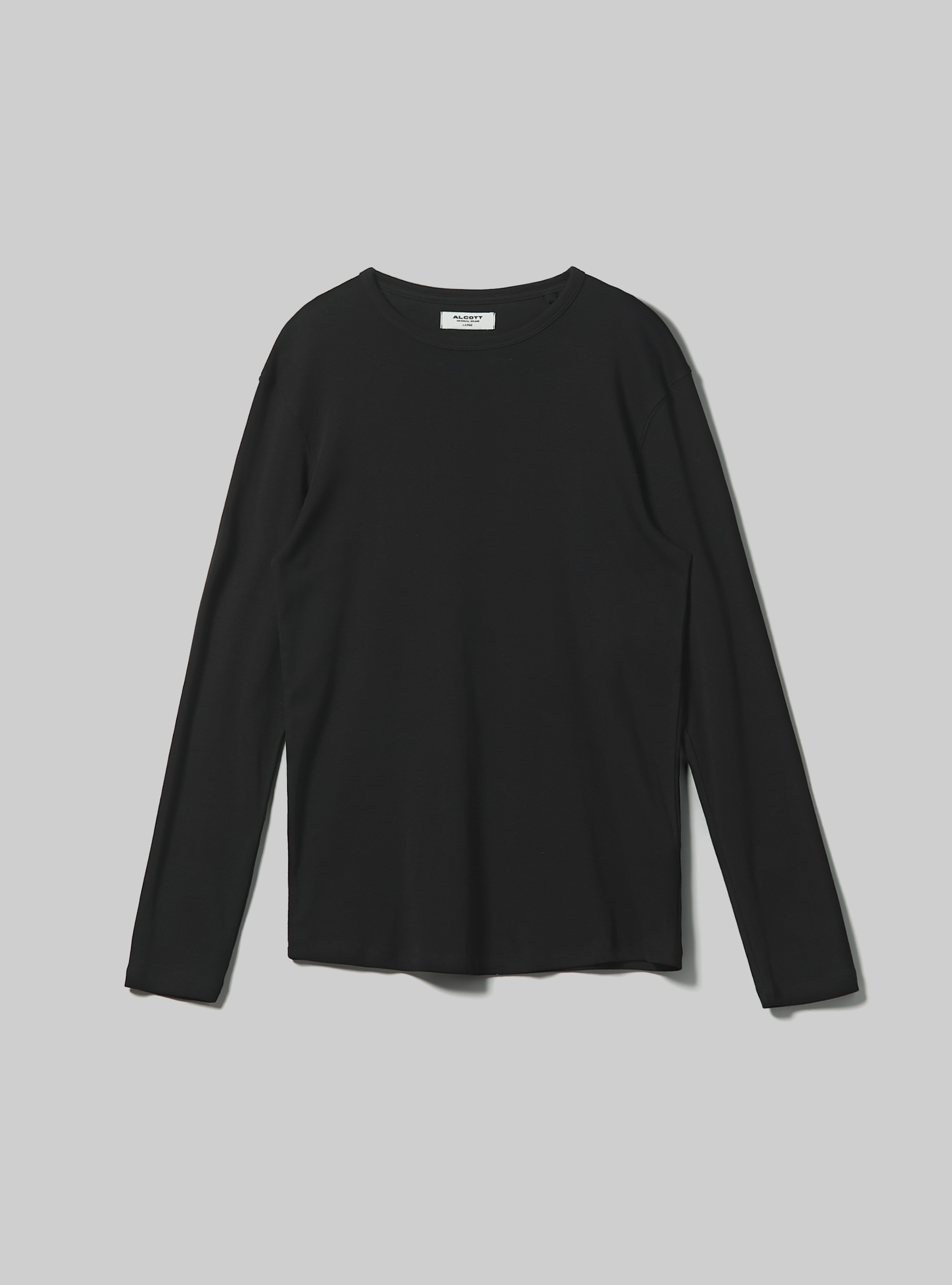 Long-sleeved cotton T-shirt, BK1 BLACK