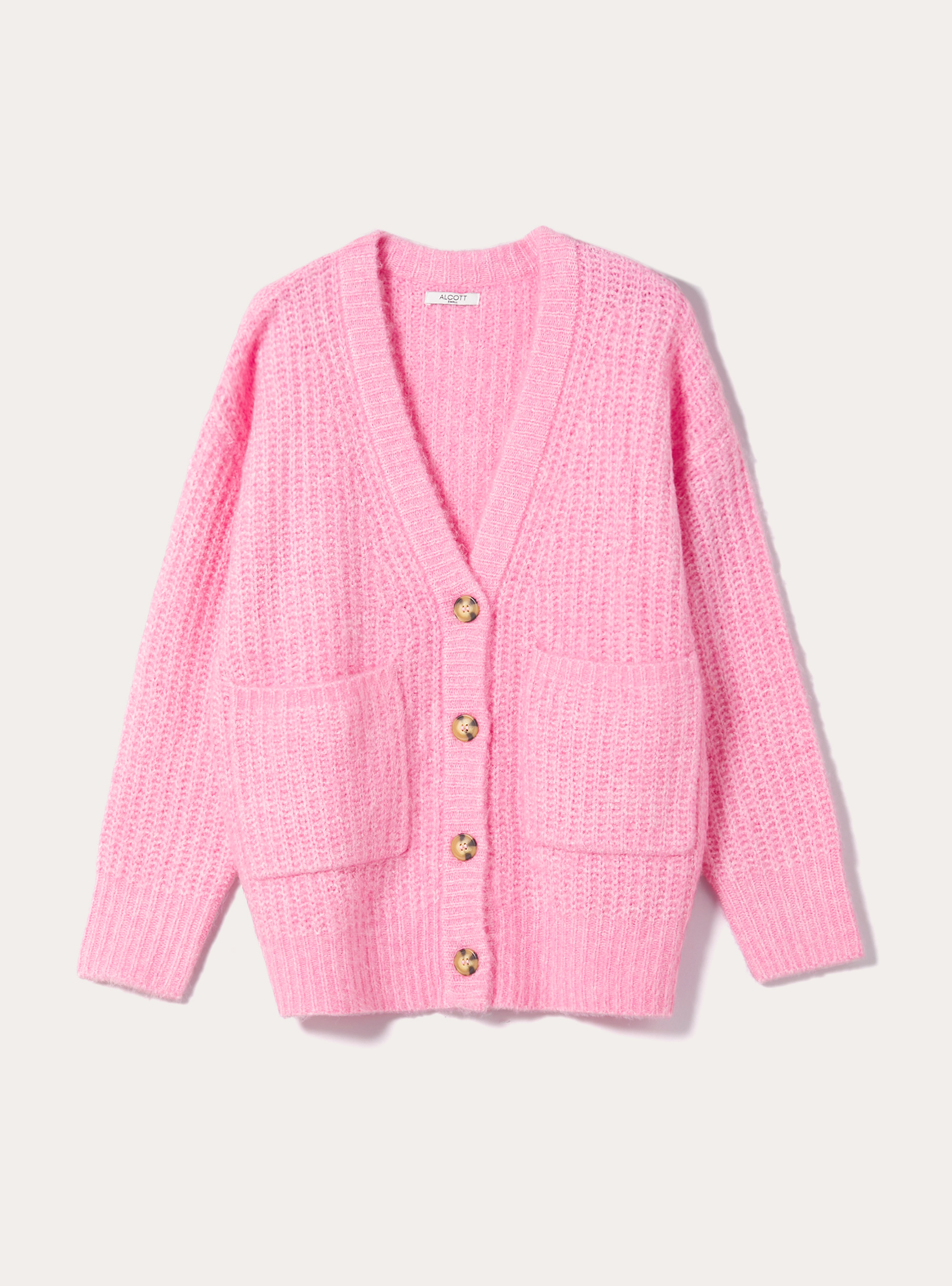 Ribbed cardigan pullover, MPK2 PINK MEL MEDIUM
