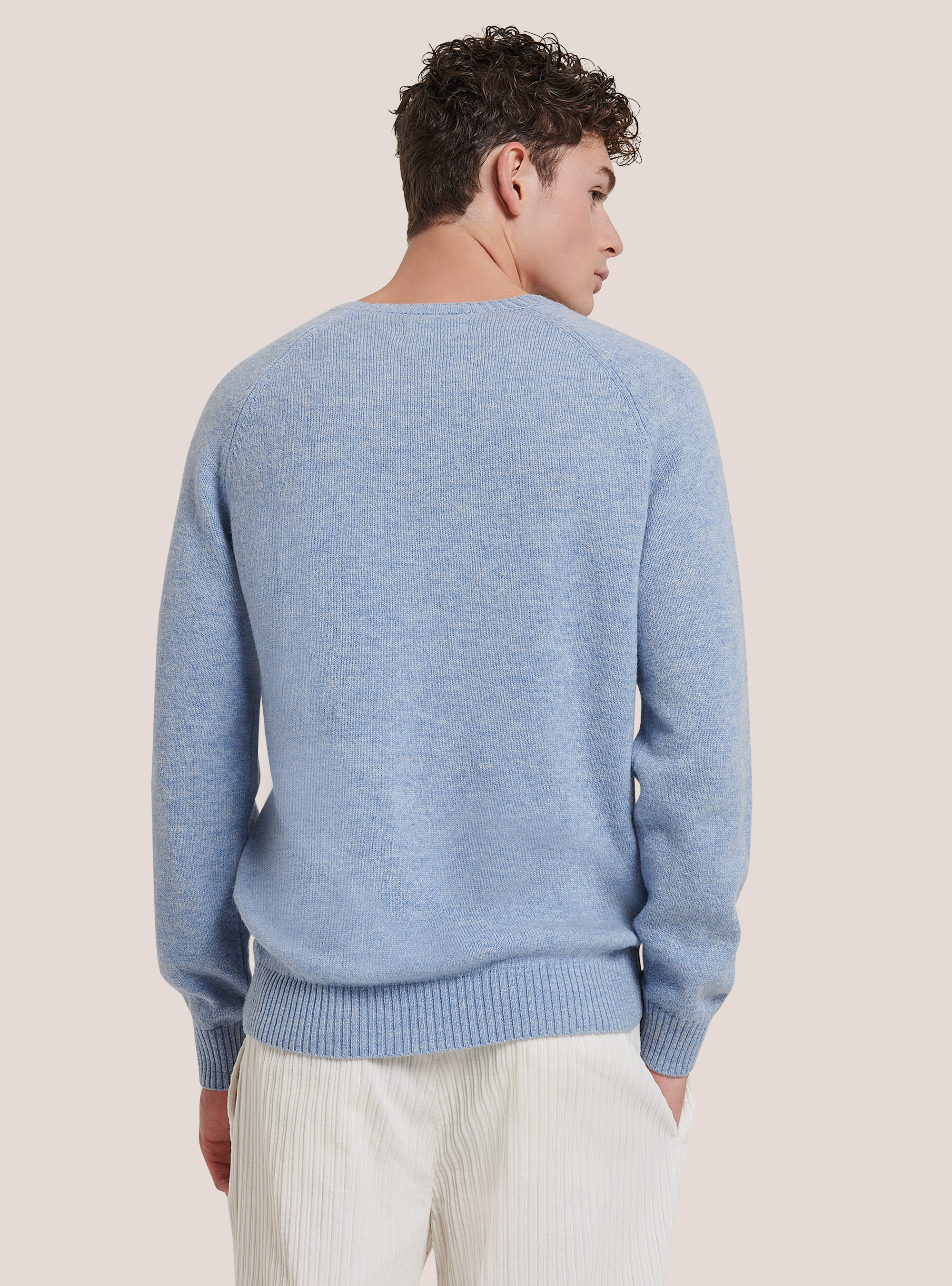 Wool blend crew-neck pullover, C0691 AZZURRE