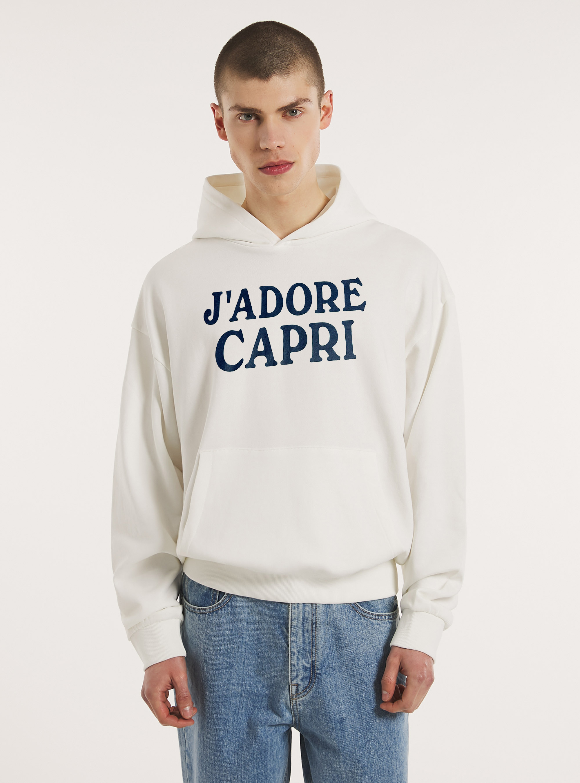 Boxy fit Capri Capsule Genderless sweatshirt, WH2 WHITE