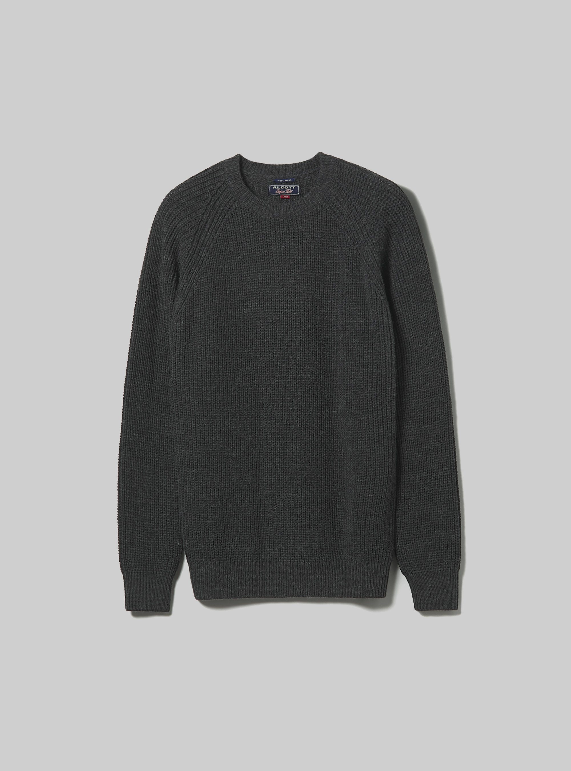 English rib crew-neck pullover, MGY1 GREY MEL DARK