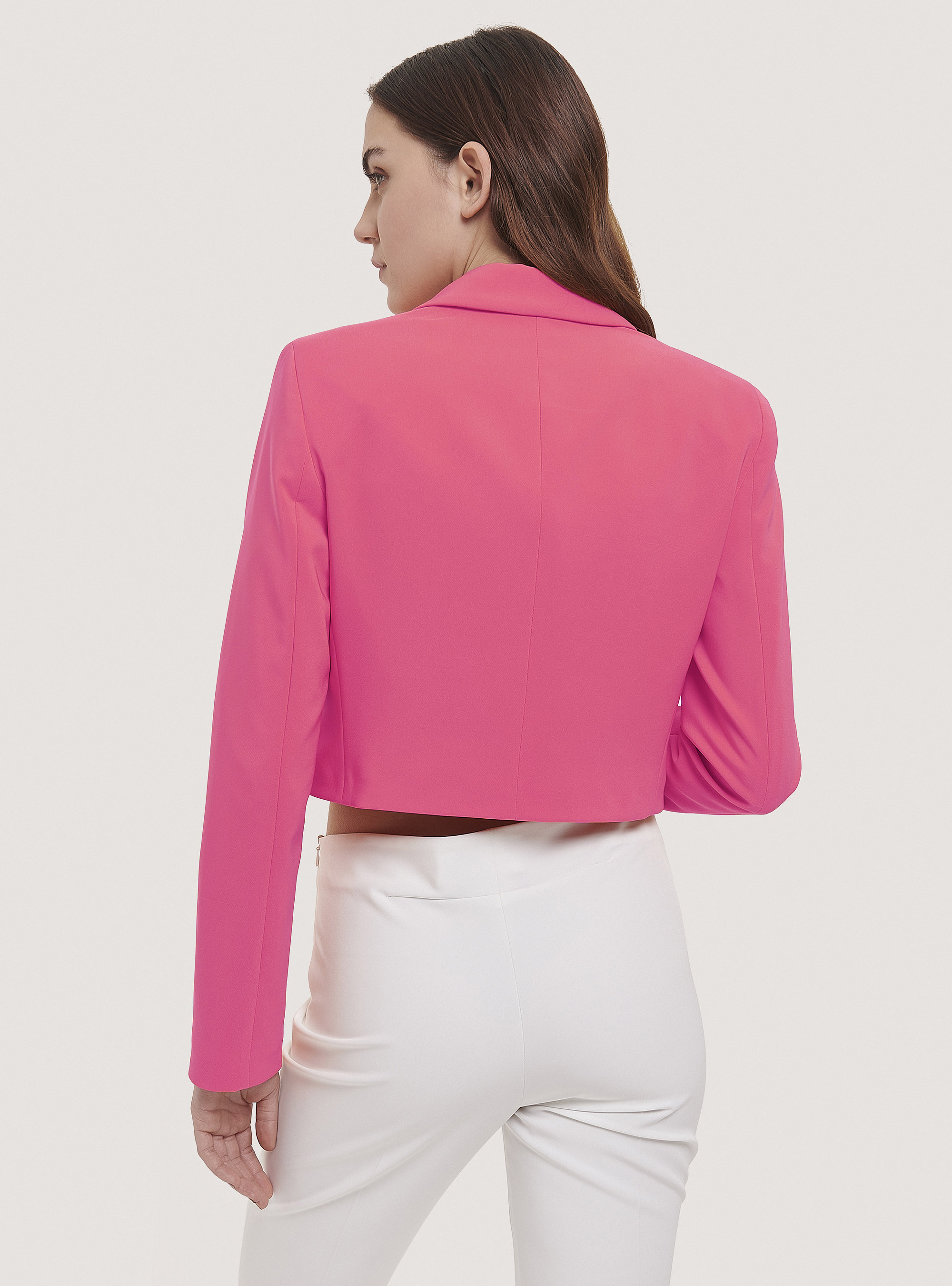 Plain colour cropped blazer, C4430 FUXIA