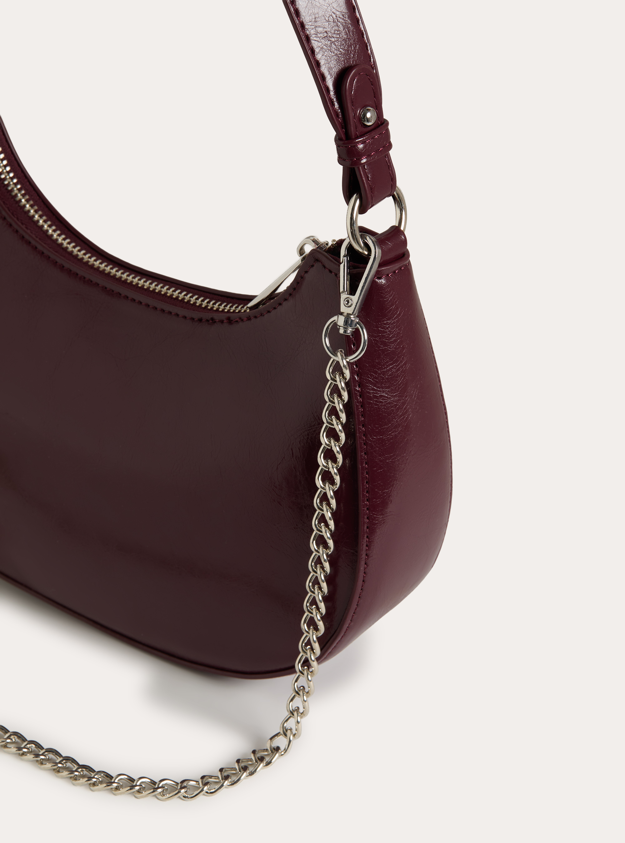 Halbmond-Schultertasche, BO1 BORDEAUX DARK