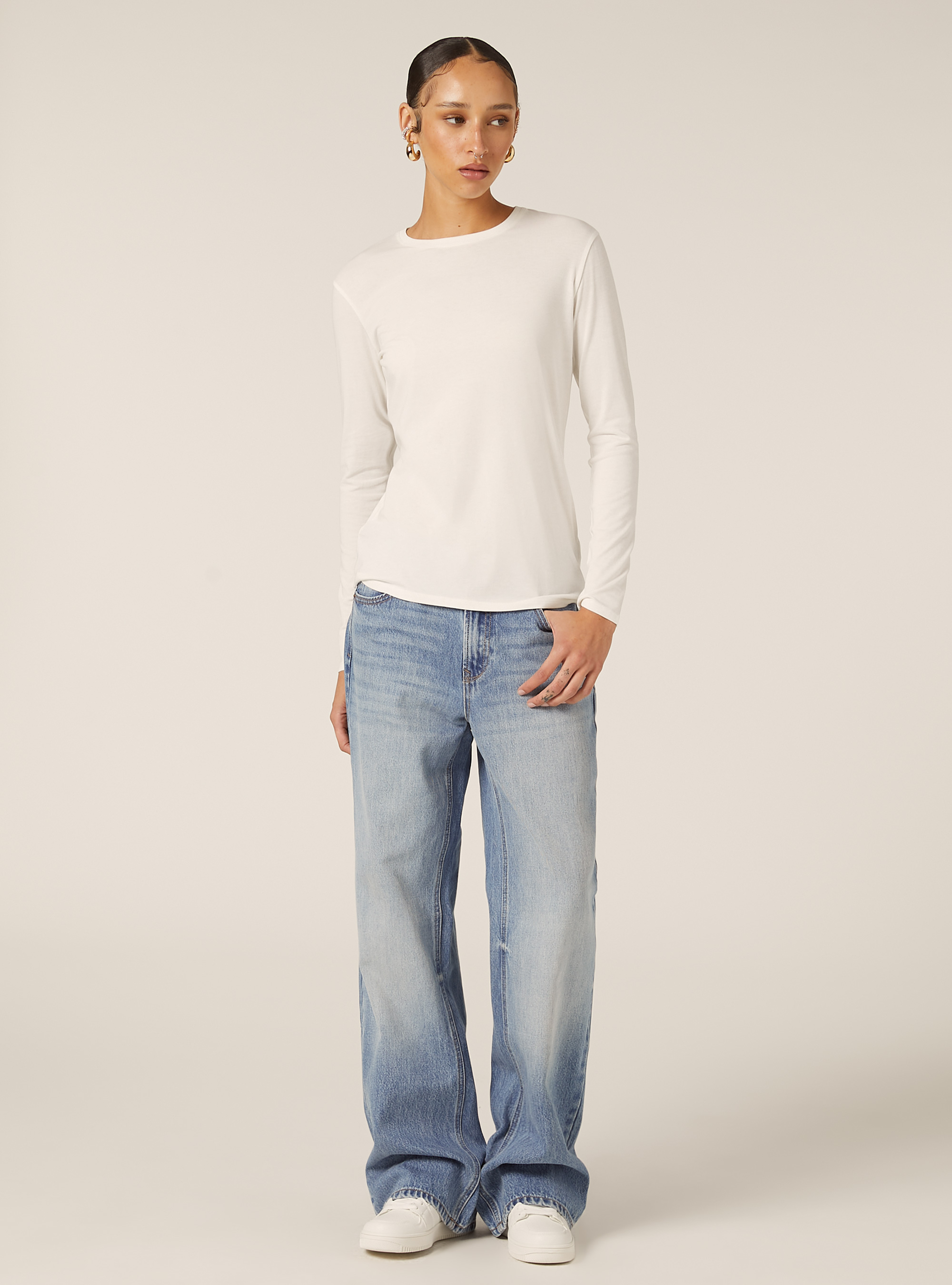 Camiseta básica de manga larga, WH1 OFF WHITE