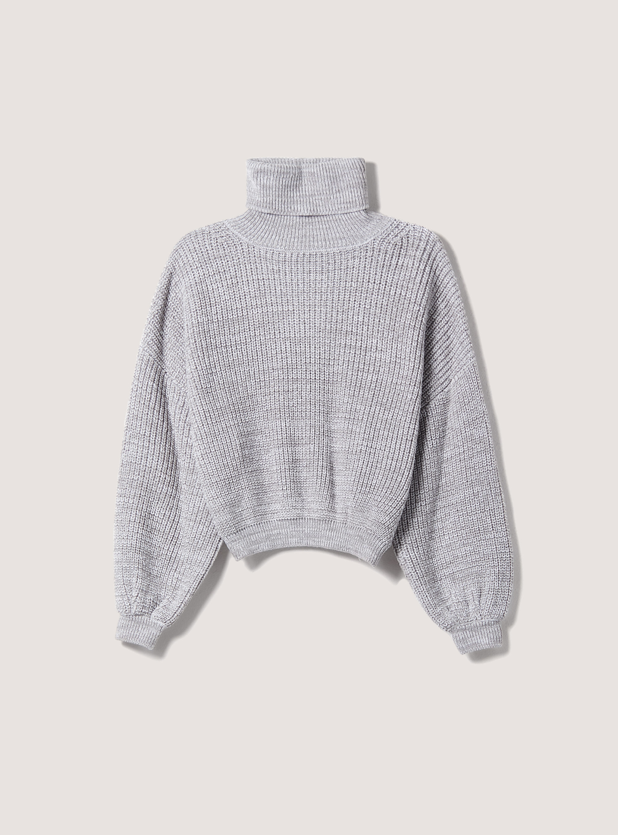 High-necked comfort fit English rib pullover, PEARL