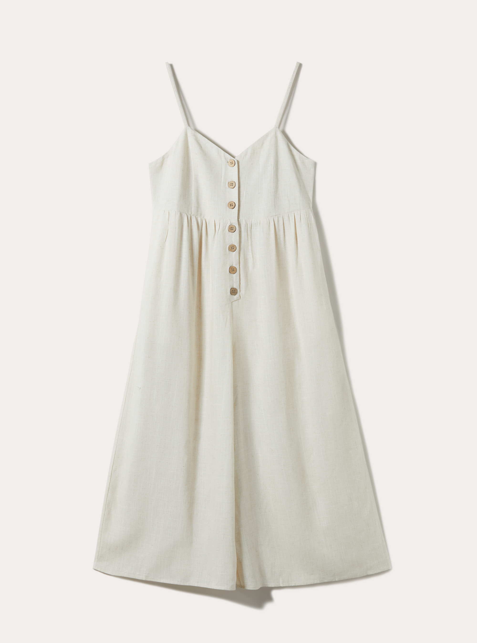 Plain-coloured linen-blend overalls, BG3 BEIGE LIGHT