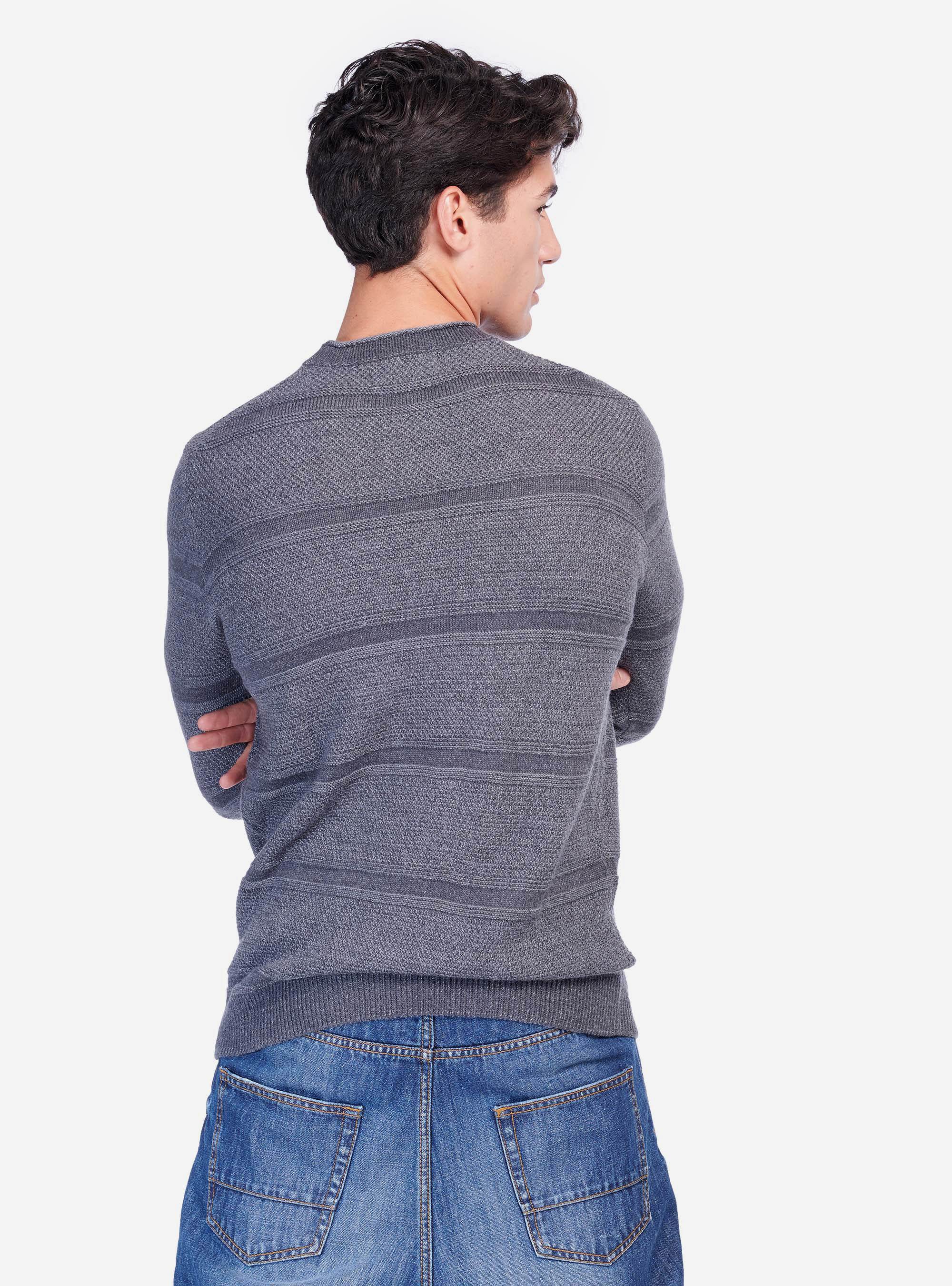 TEXTURE  PULLOVER, GREY MELANGE