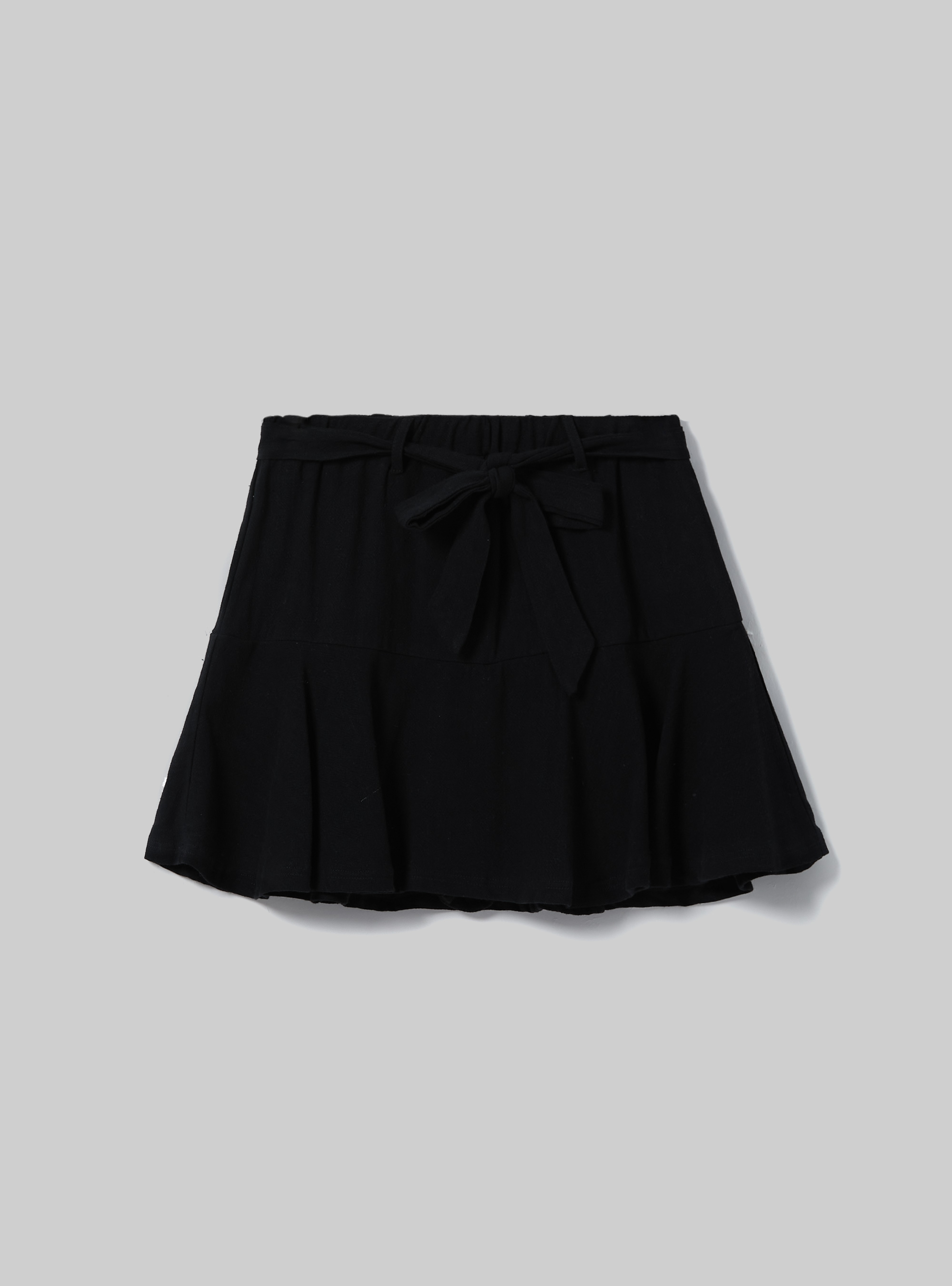 Linen-blend skort with strap, BK1 BLACK