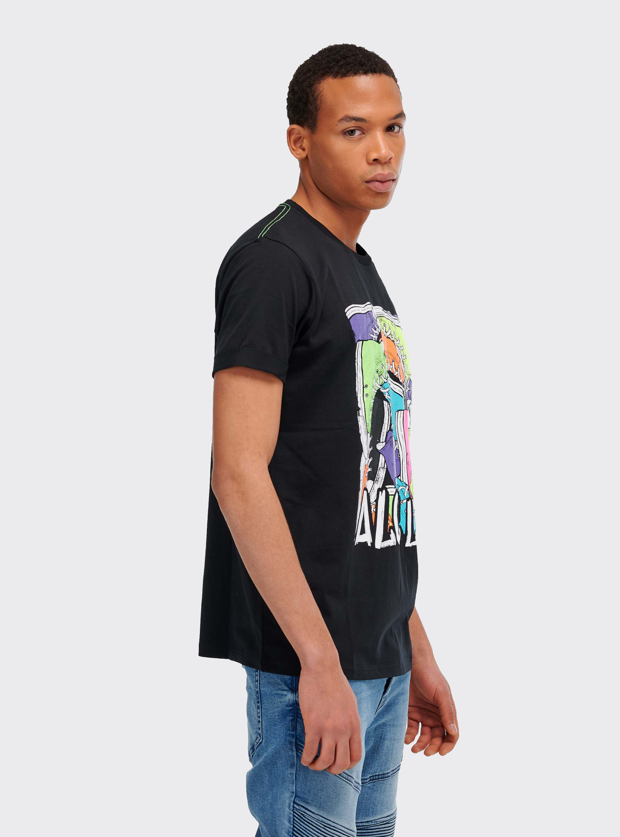 Maglietta con stampa graffiti, NERO