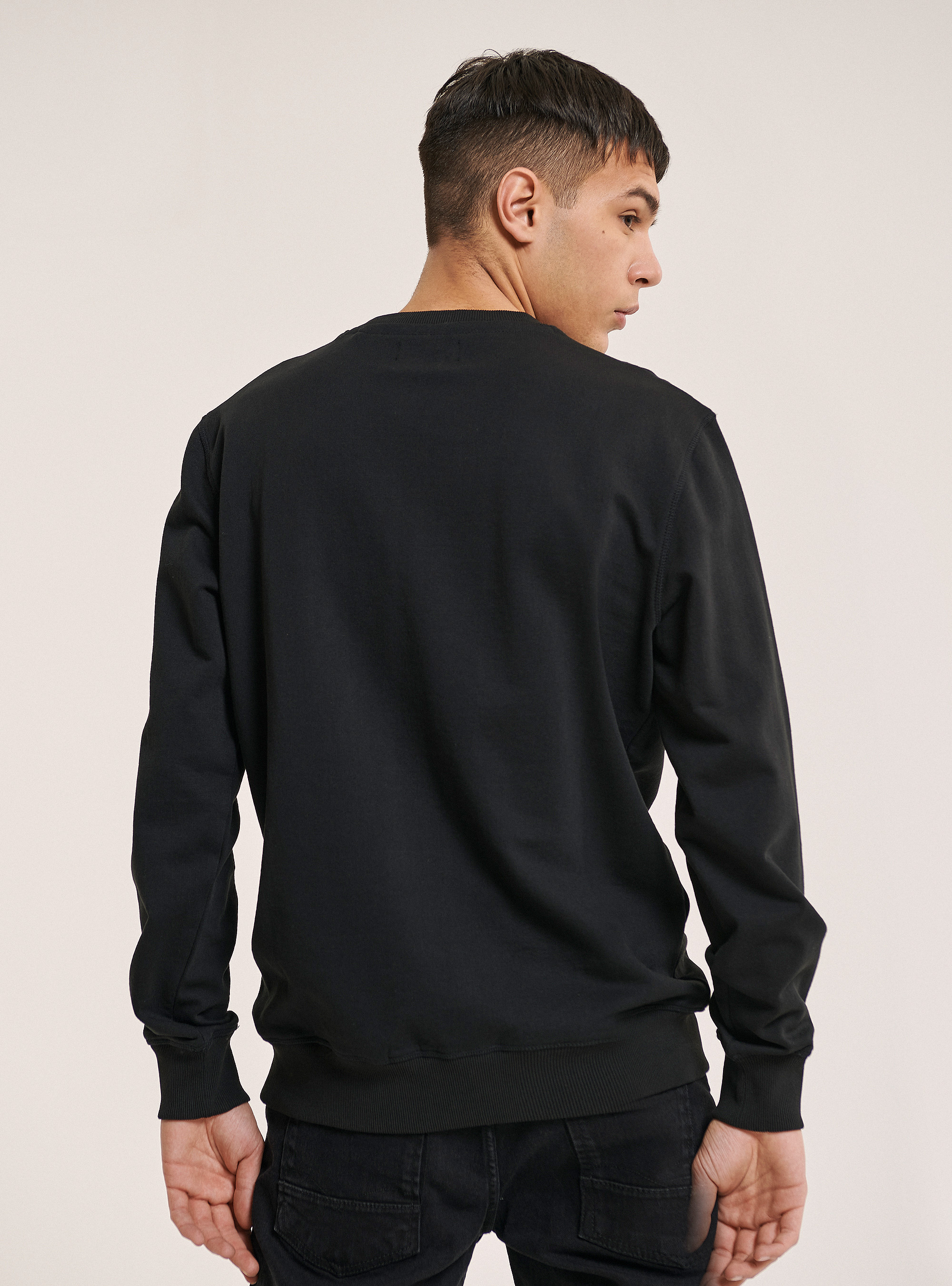 Sudadera de cuello redondo con bordados USA, NEGRO