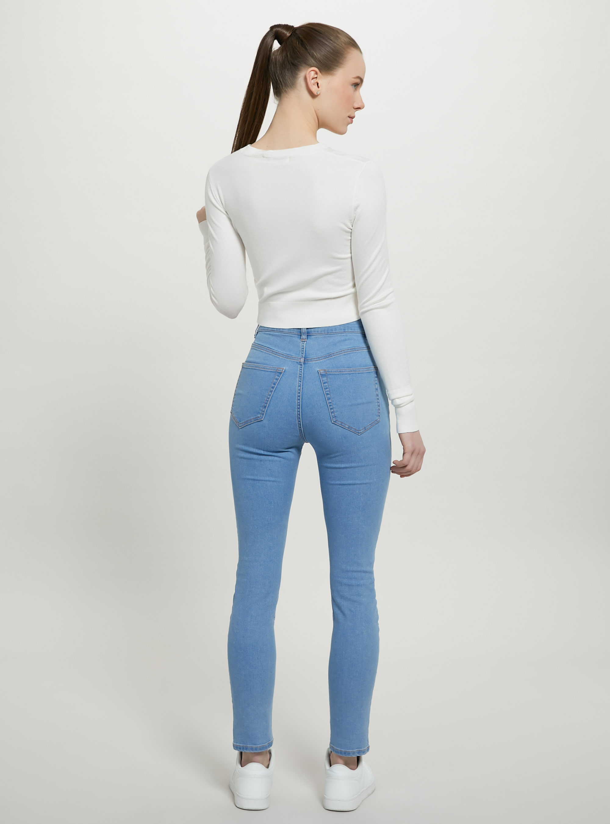 Pullover cropped girocollo, WH1 OFF WHITE