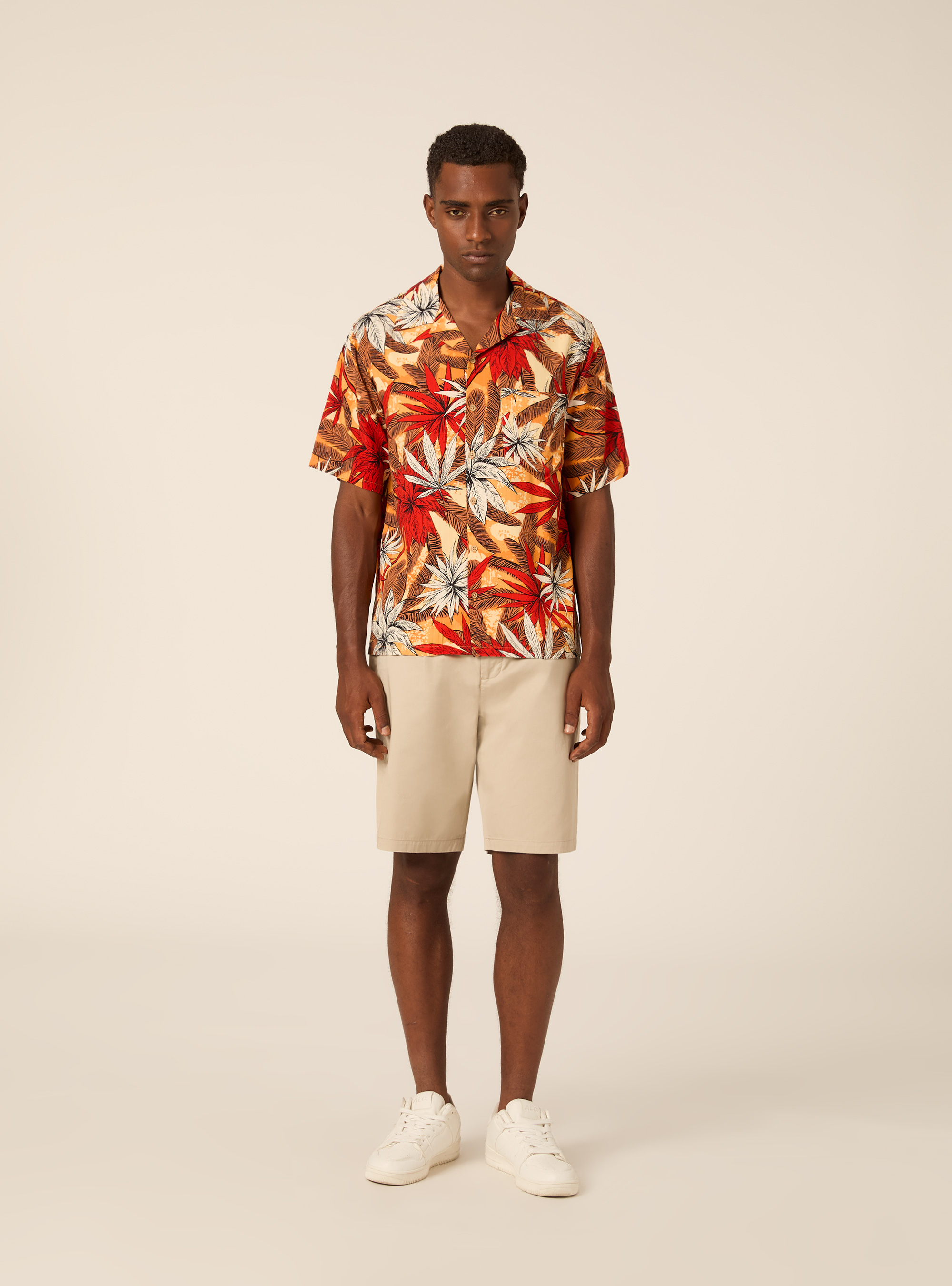 Chemise Bowling &agrave; Imprim&eacute; Tropical Chaud, OR2 ORANGE MED.