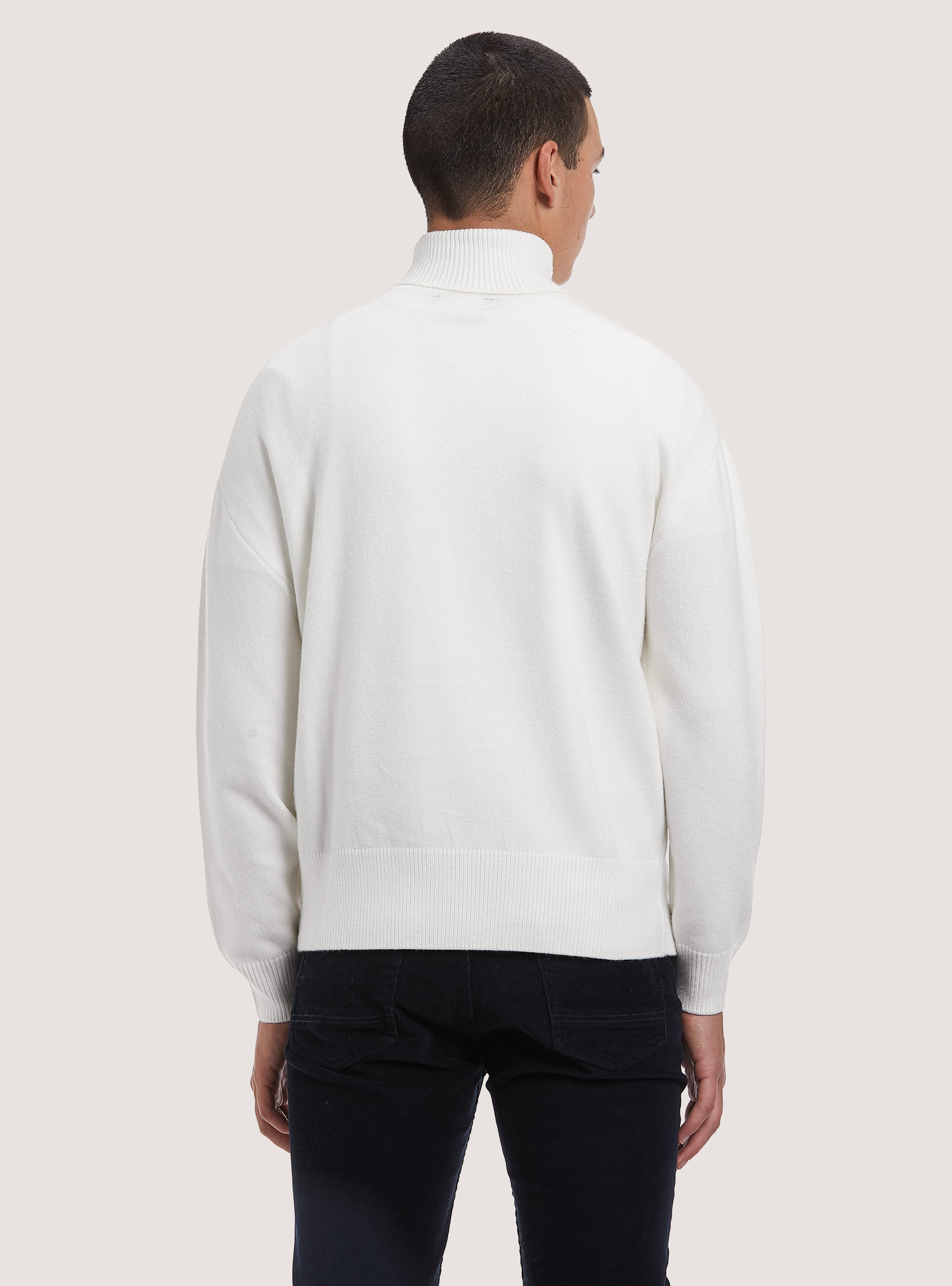 Pullover morbido collo alto boxy fit elasticizzato, WH2 WHITE