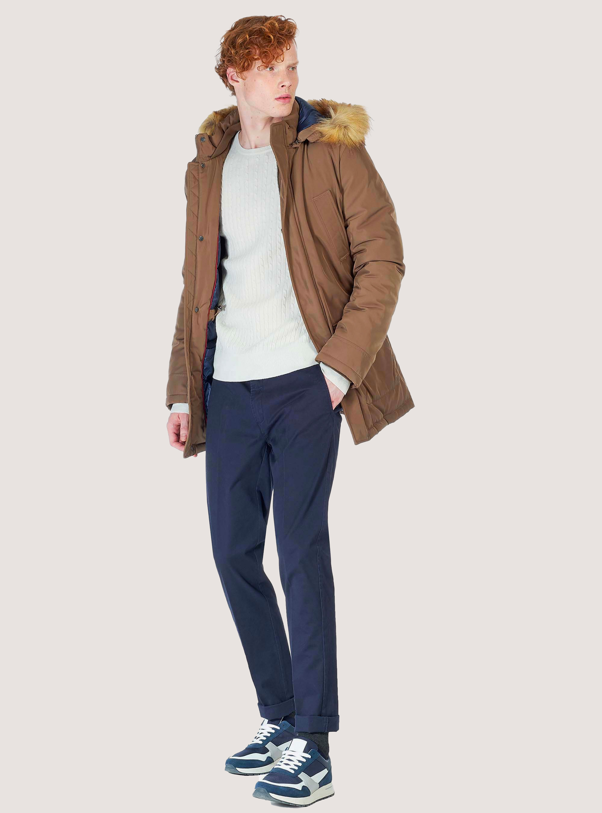 Blouson avec fourrure amovible, C5557 BEIGE