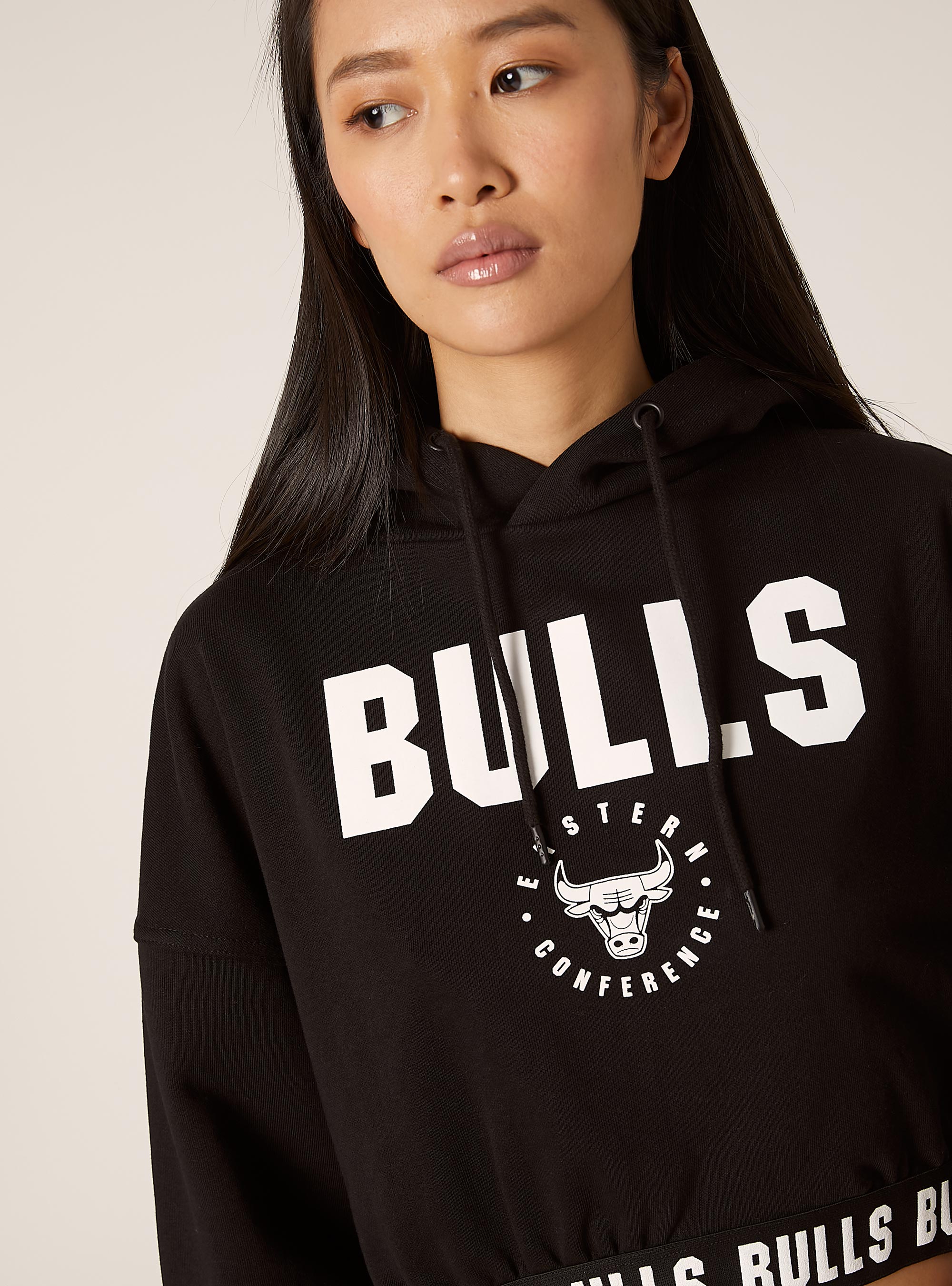 Cropped hooded sweatshirt NBA / Alcott, BK1 BLACK