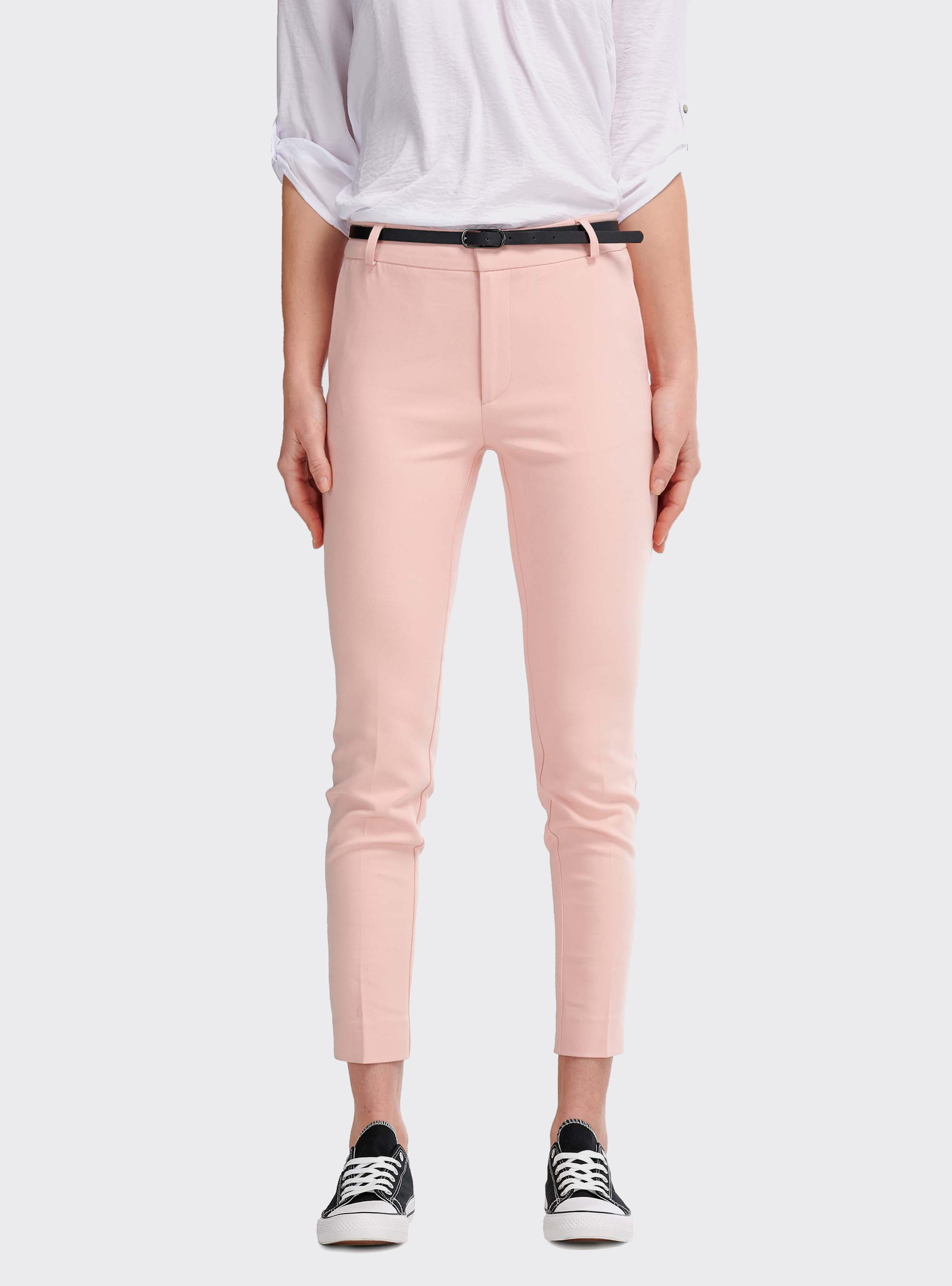 Chino stretch coupe confortable avec sangle effet cuir, C023 PINK