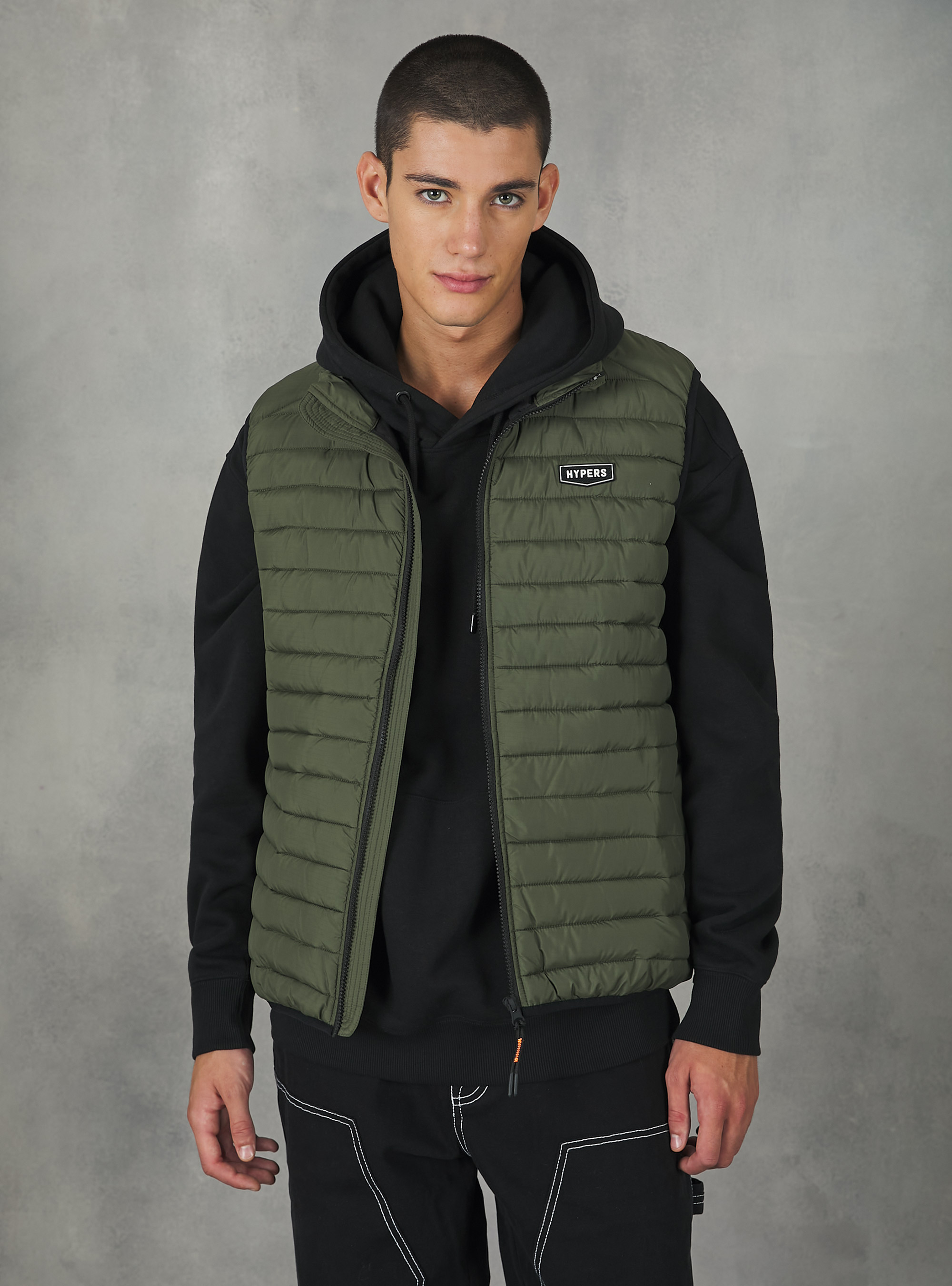 Padded sleeve jacket with contrasting zip, KY2 KAKY MEDIUM