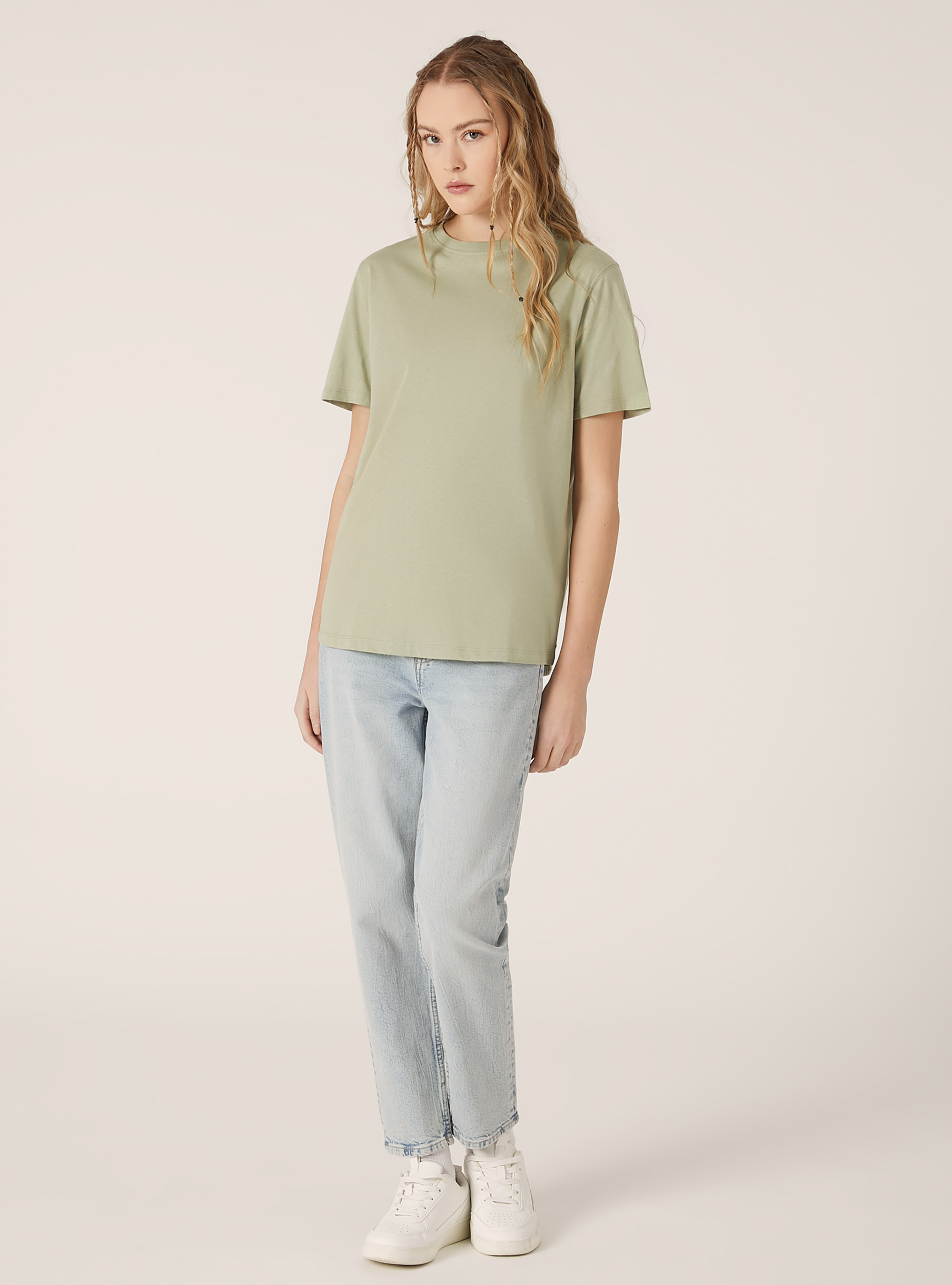 Maglietta girocollo in cotone, SG3 SAGE LIGHT