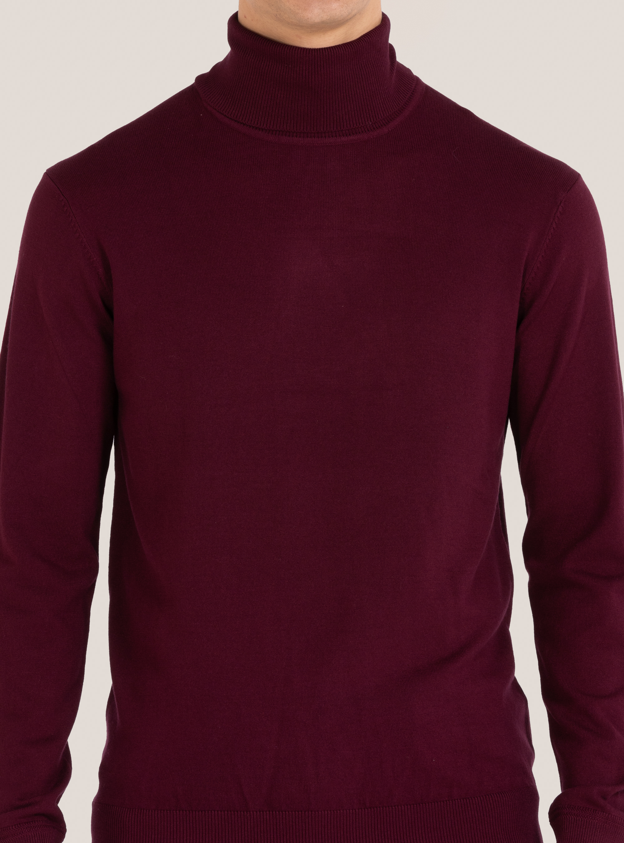 Jersey básico de cuello alto, C3307 WINE