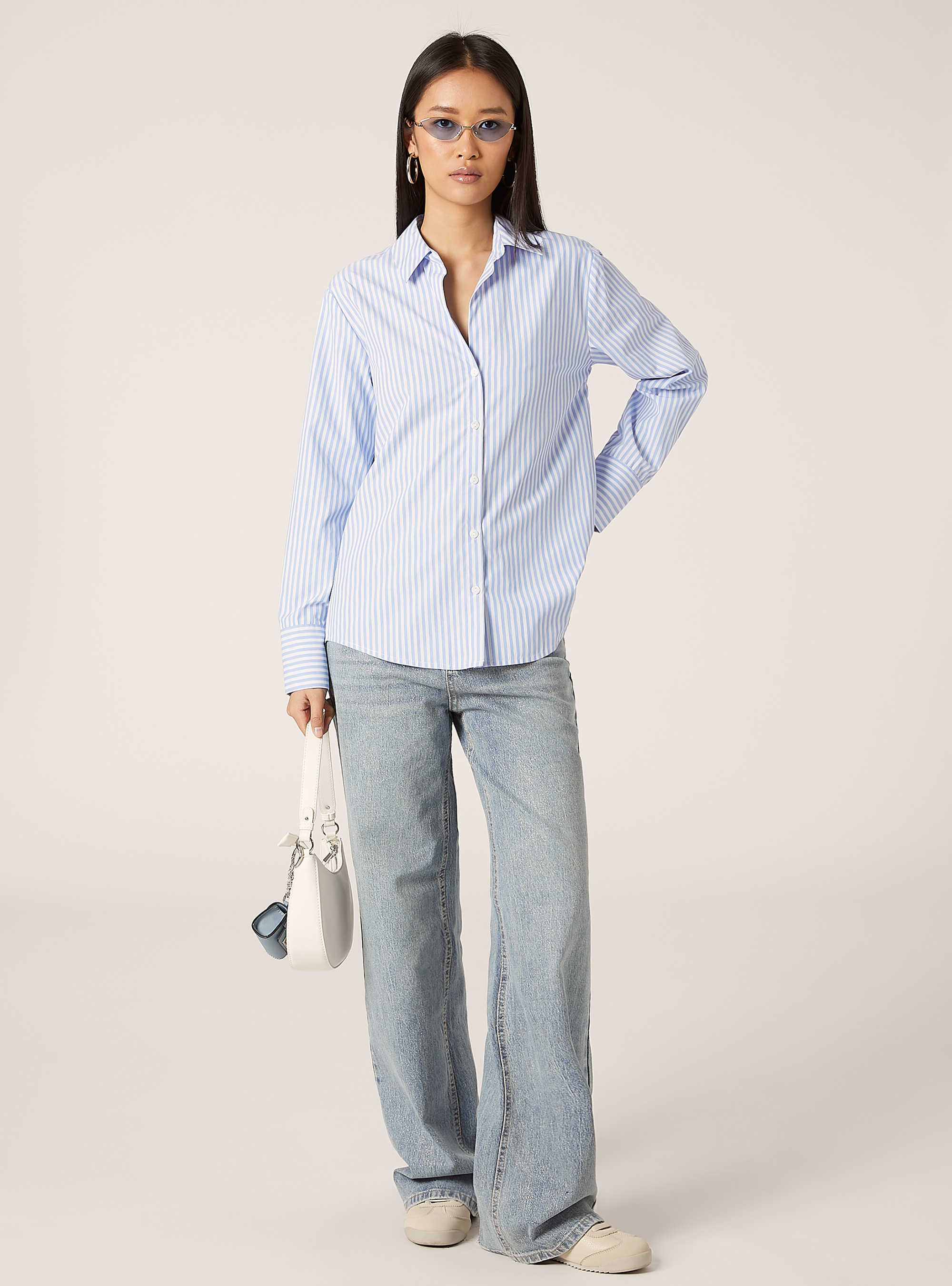 売れ筋商品|||アンナ フィールド シャツ レディース トップス Button-down blouse - blue/white chestportaccessblouse_0011_CLP