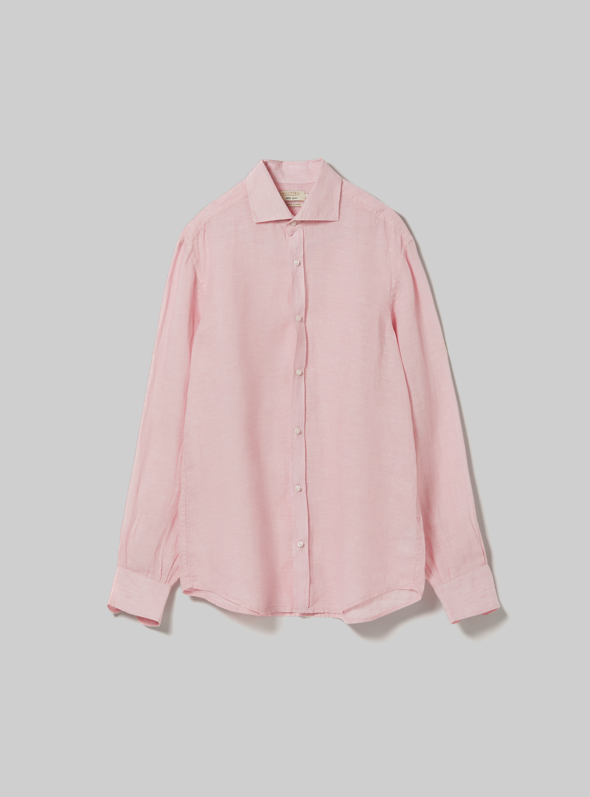 Camicia in puro lino a maniche lunghe, PK3 PINK LIGHT