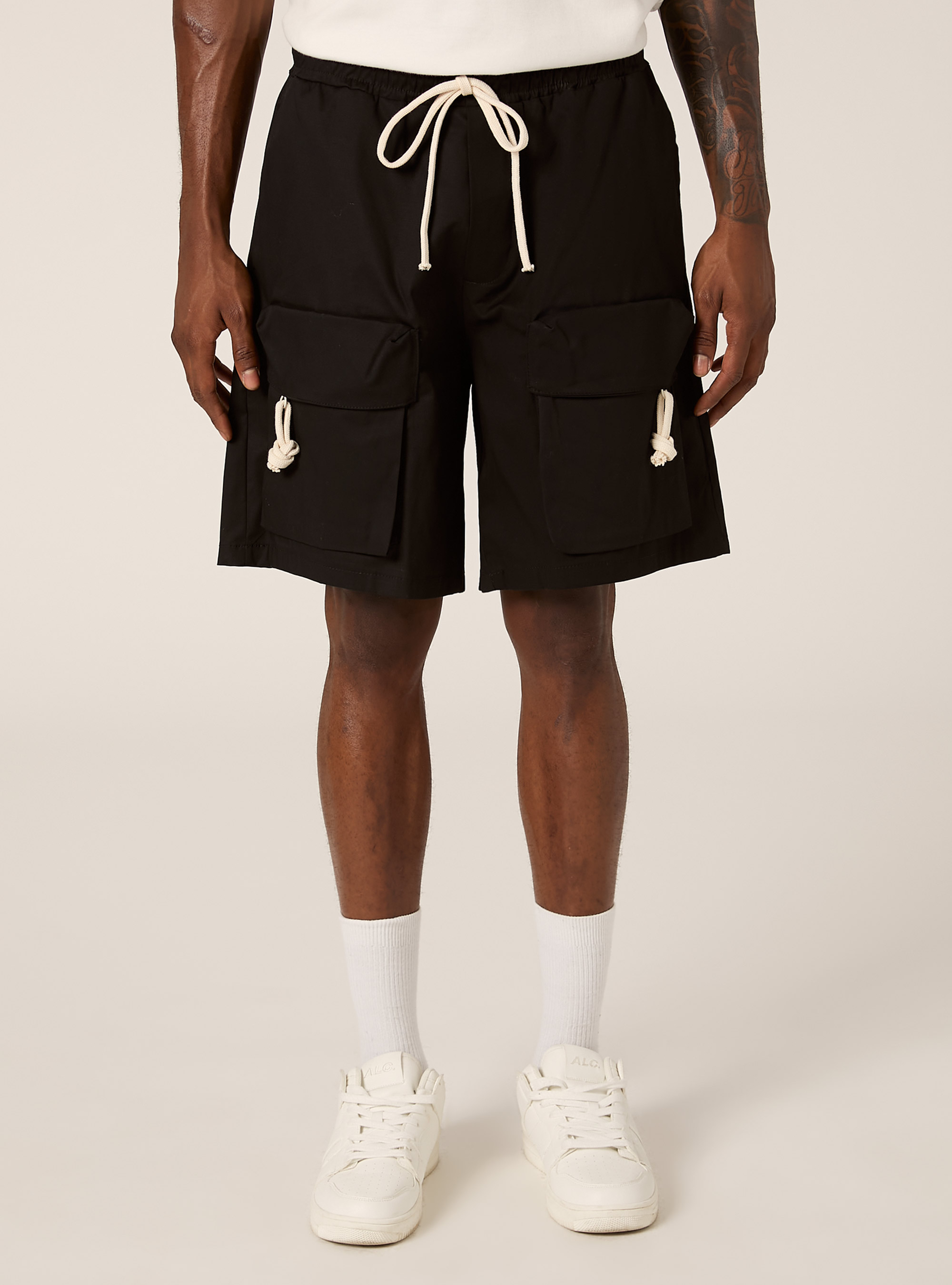 Cotton cargo bermuda shorts, BK1 BLACK