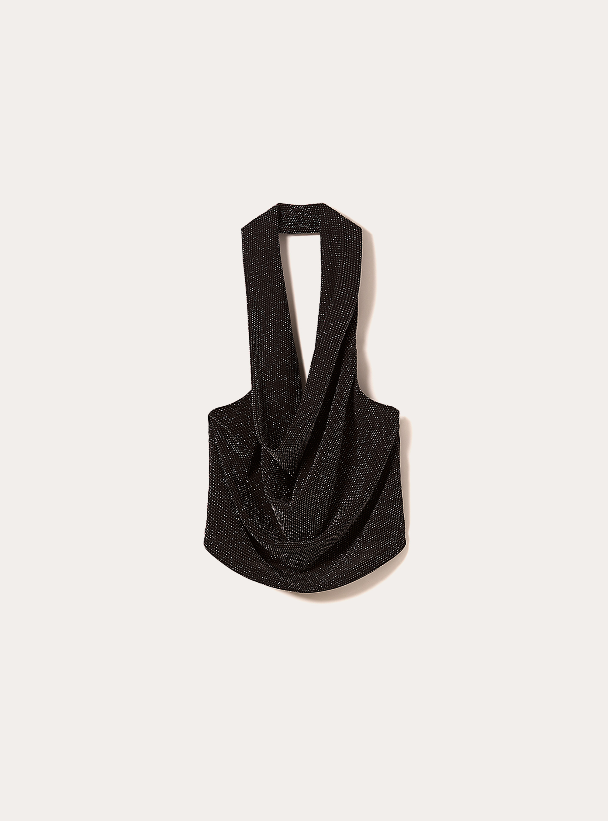 Halter top with rhinestones, BK1 BLACK
