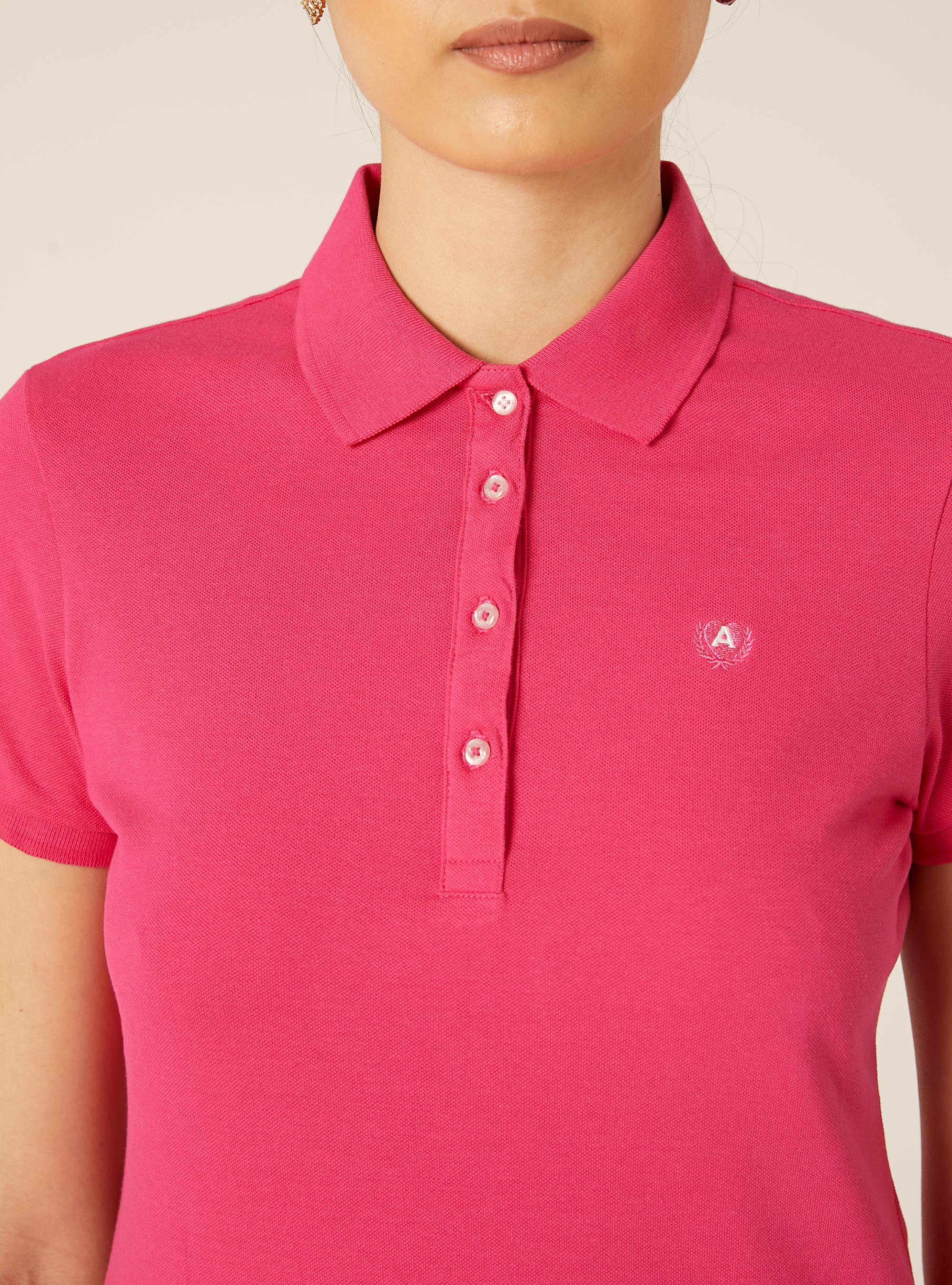 Polo Slim Fit avec Logo Brod&eacute;, FX2 FUXIA MEDIUM