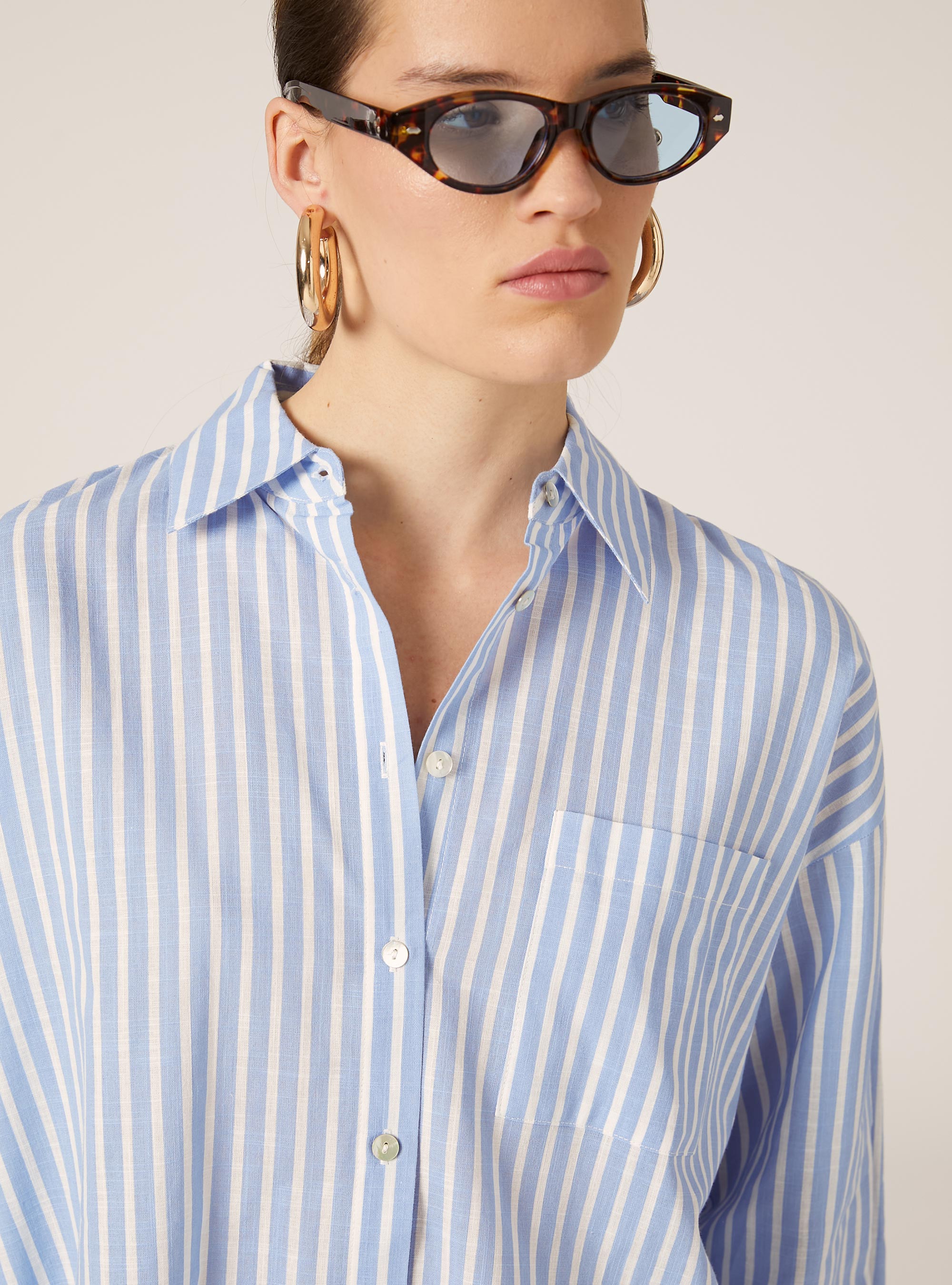 Camisa oversize con bolsillo, MULTICOLORE